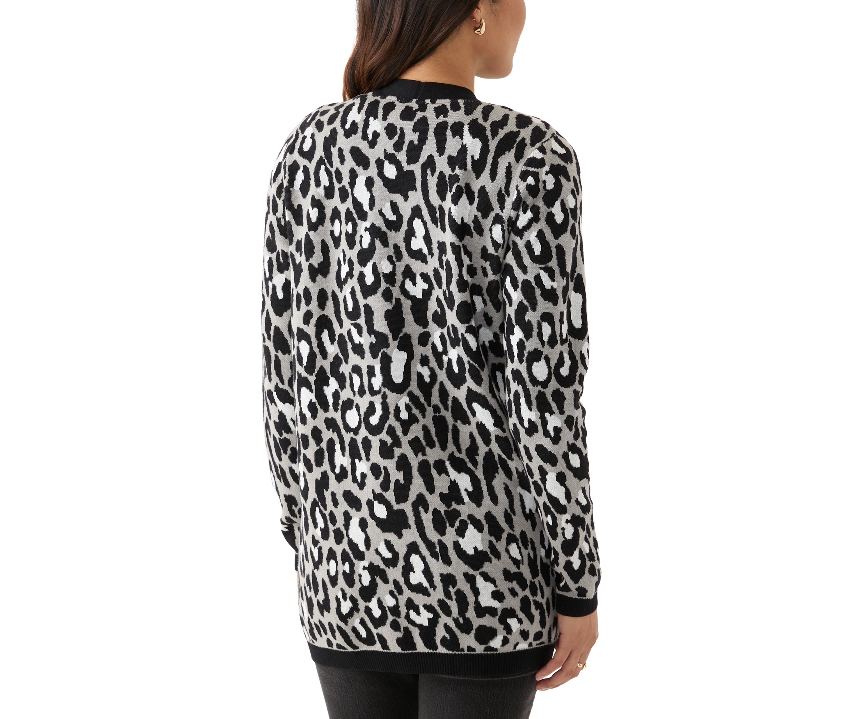 Womens Printed Jacquard Knit Cardigan