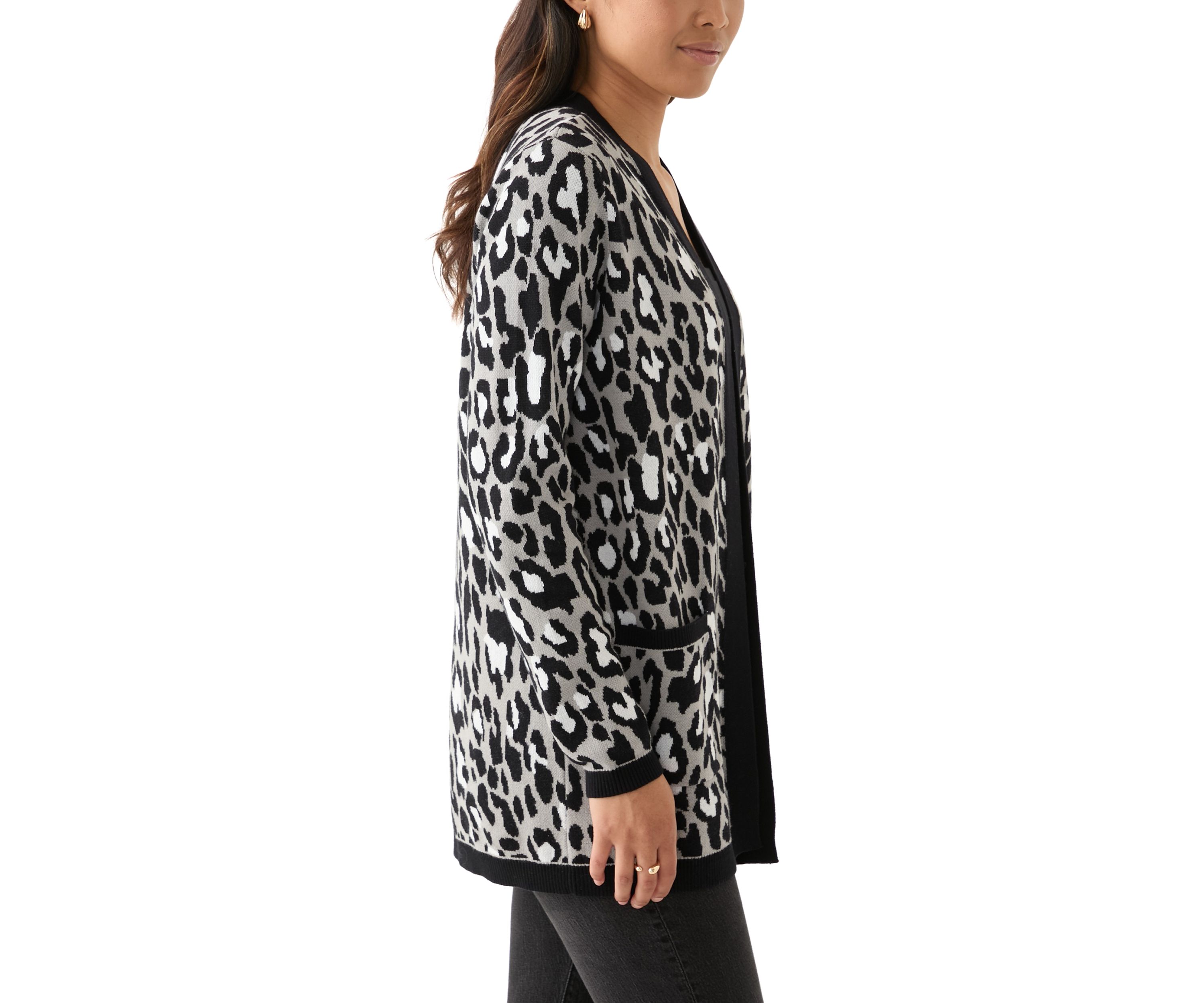 Womens Printed Jacquard Knit Cardigan