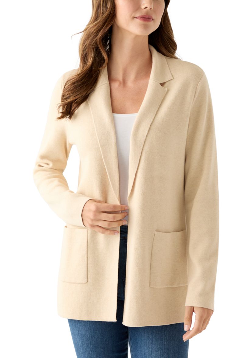 Womens Long Sleeve Heather Open Front Sweater Blazer