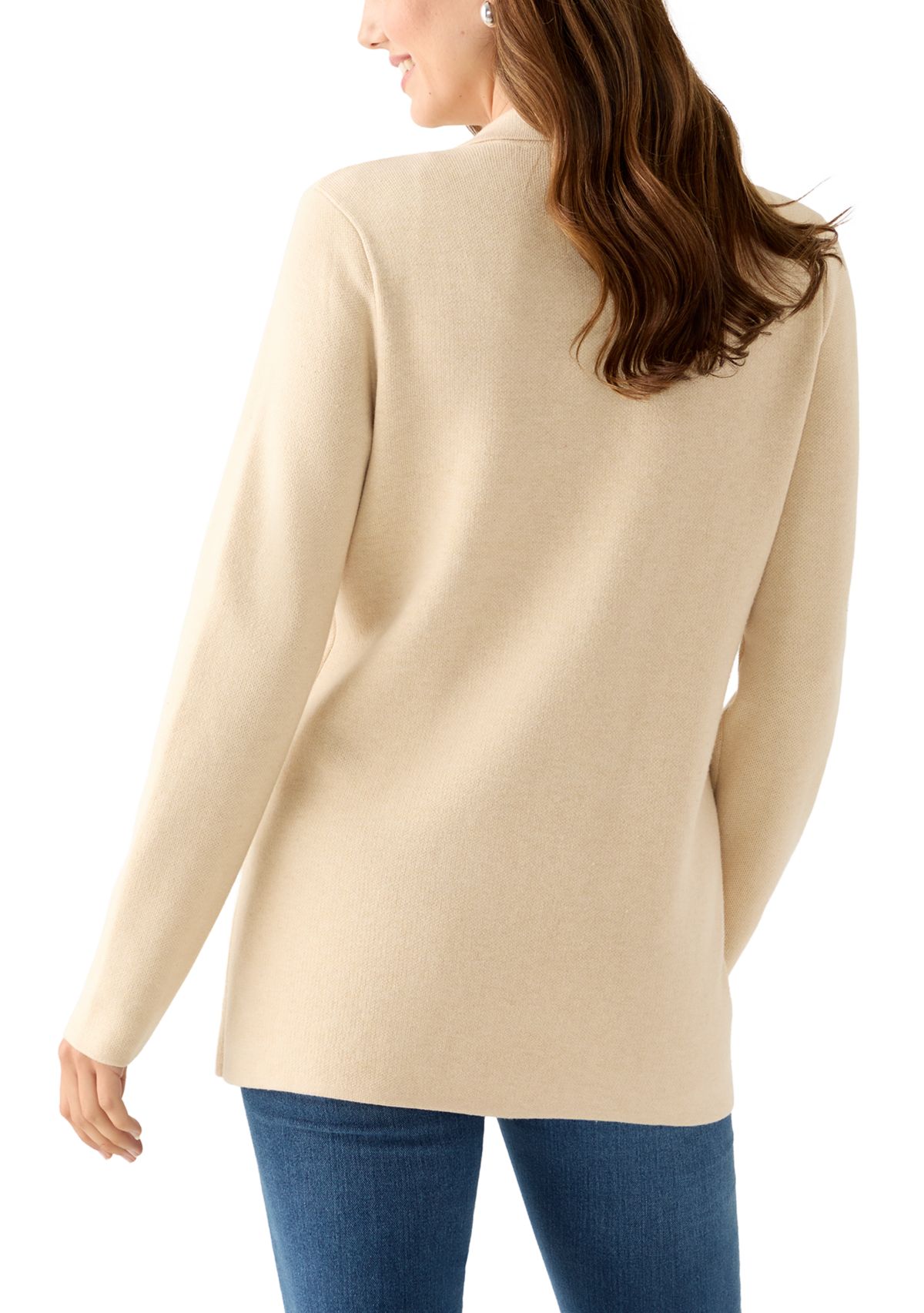 Womens Long Sleeve Heather Open Front Sweater Blazer