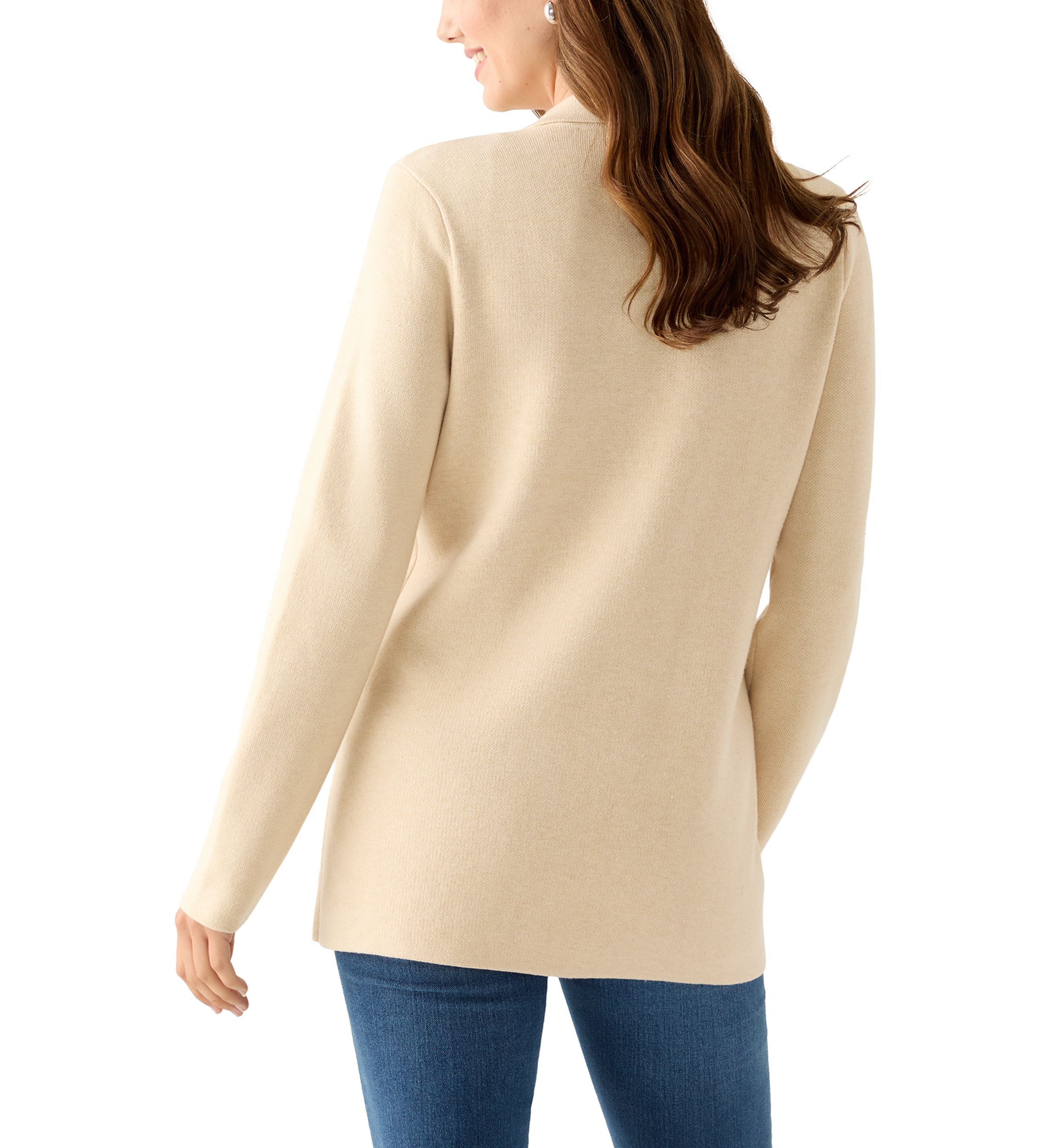 Womens Long Sleeve Heather Open Front Sweater Blazer