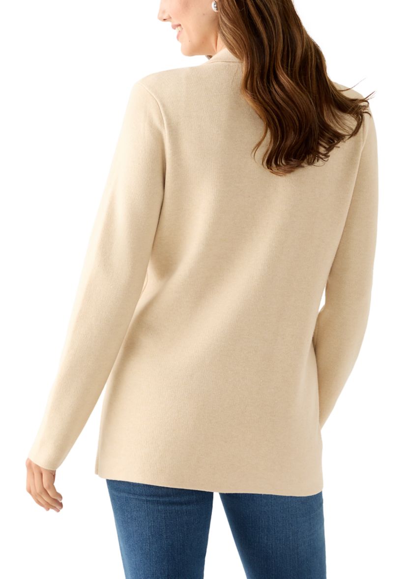 Womens Long Sleeve Heather Open Front Sweater Blazer