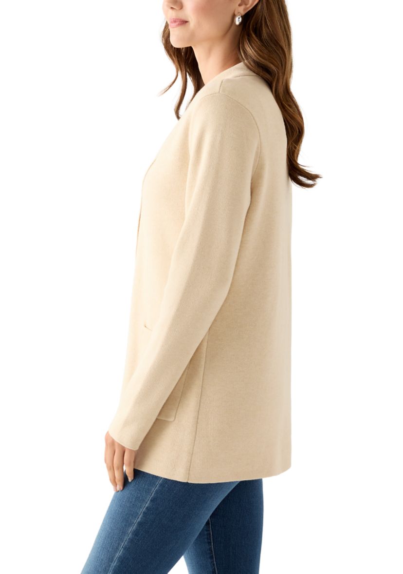 Womens Long Sleeve Heather Open Front Sweater Blazer