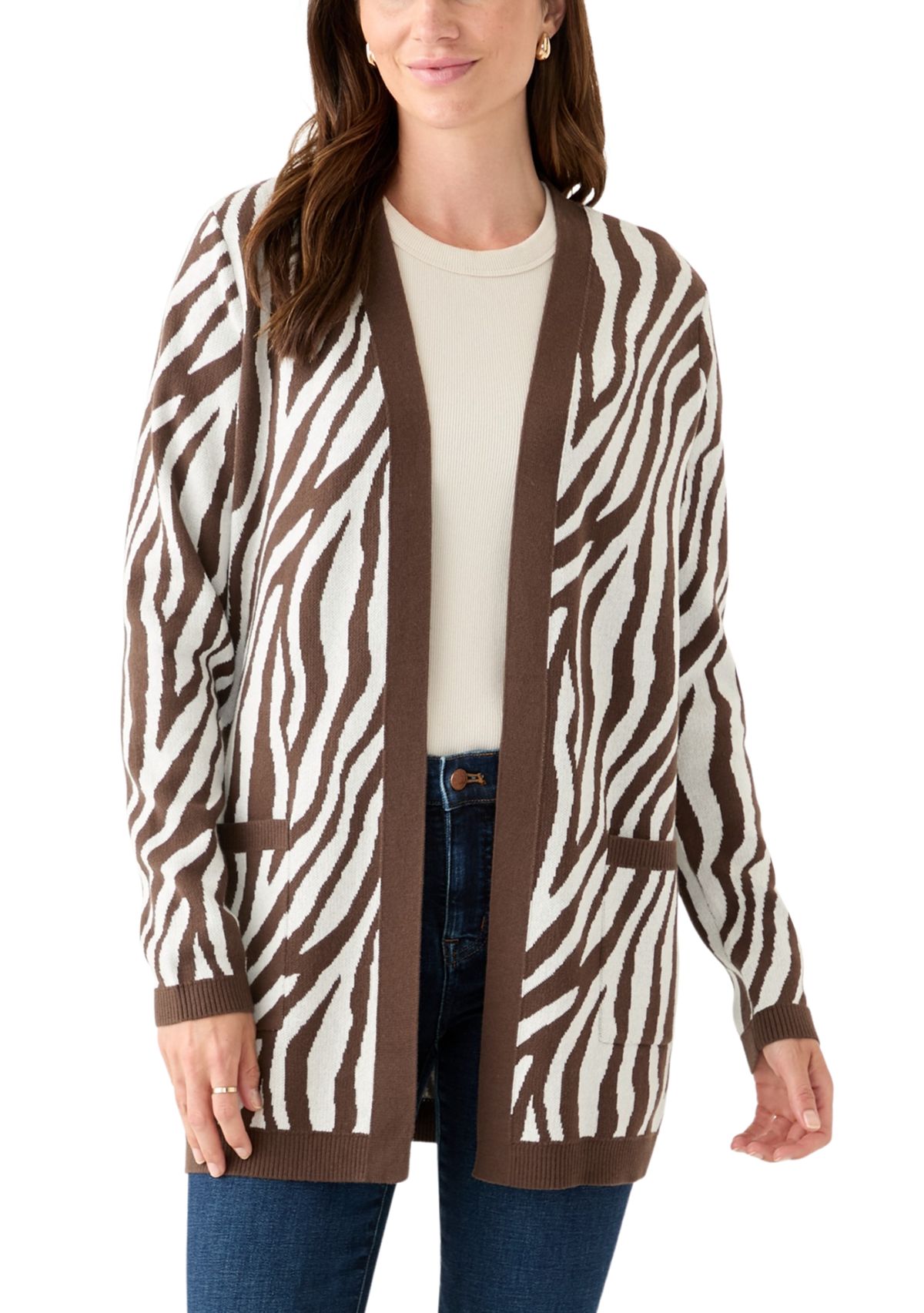 Womens Long Sleeve Jacquard Cardigan