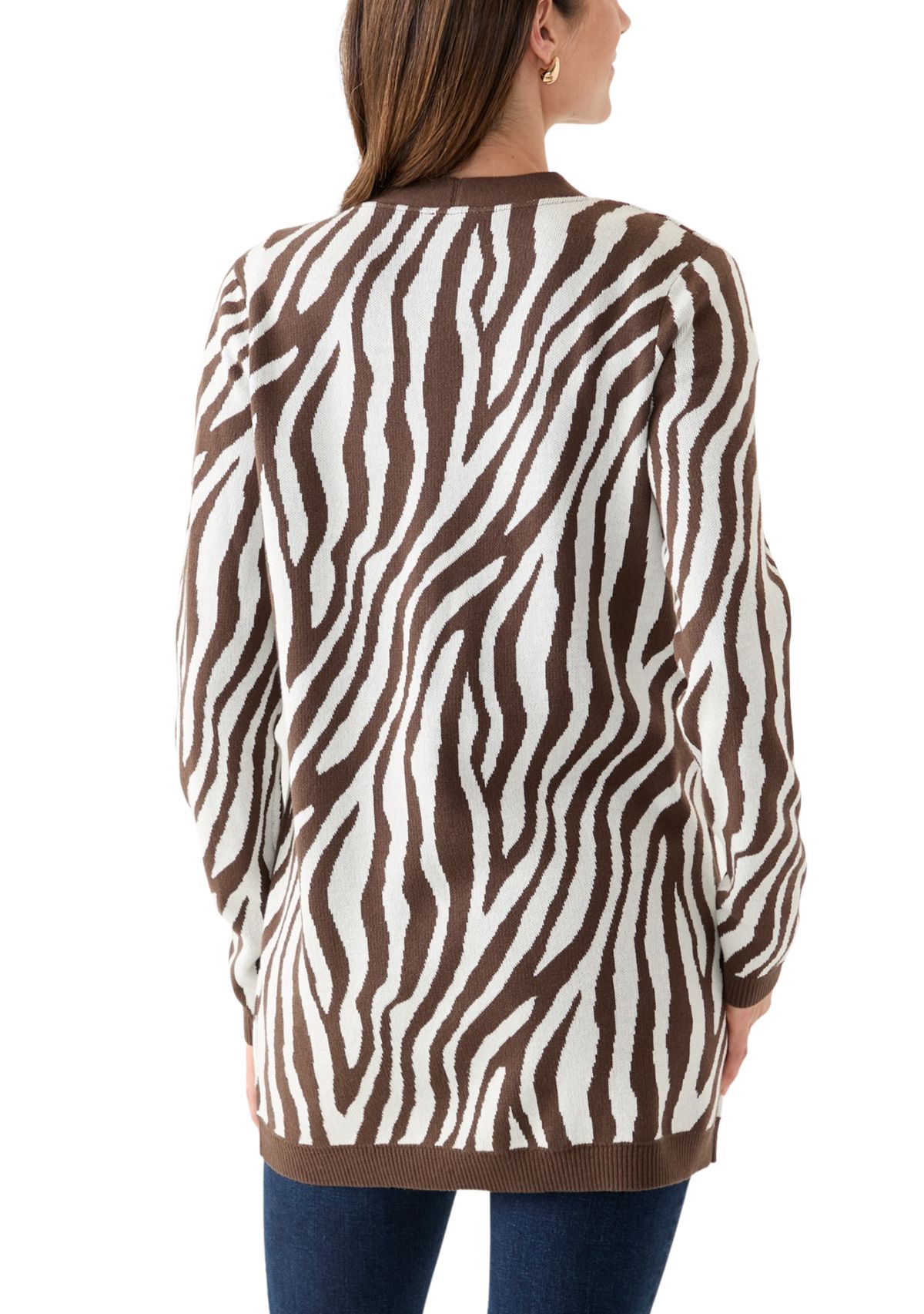 Womens Long Sleeve Jacquard Cardigan