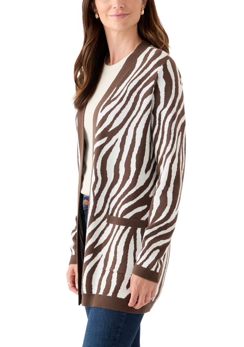 Womens Long Sleeve Jacquard Cardigan
