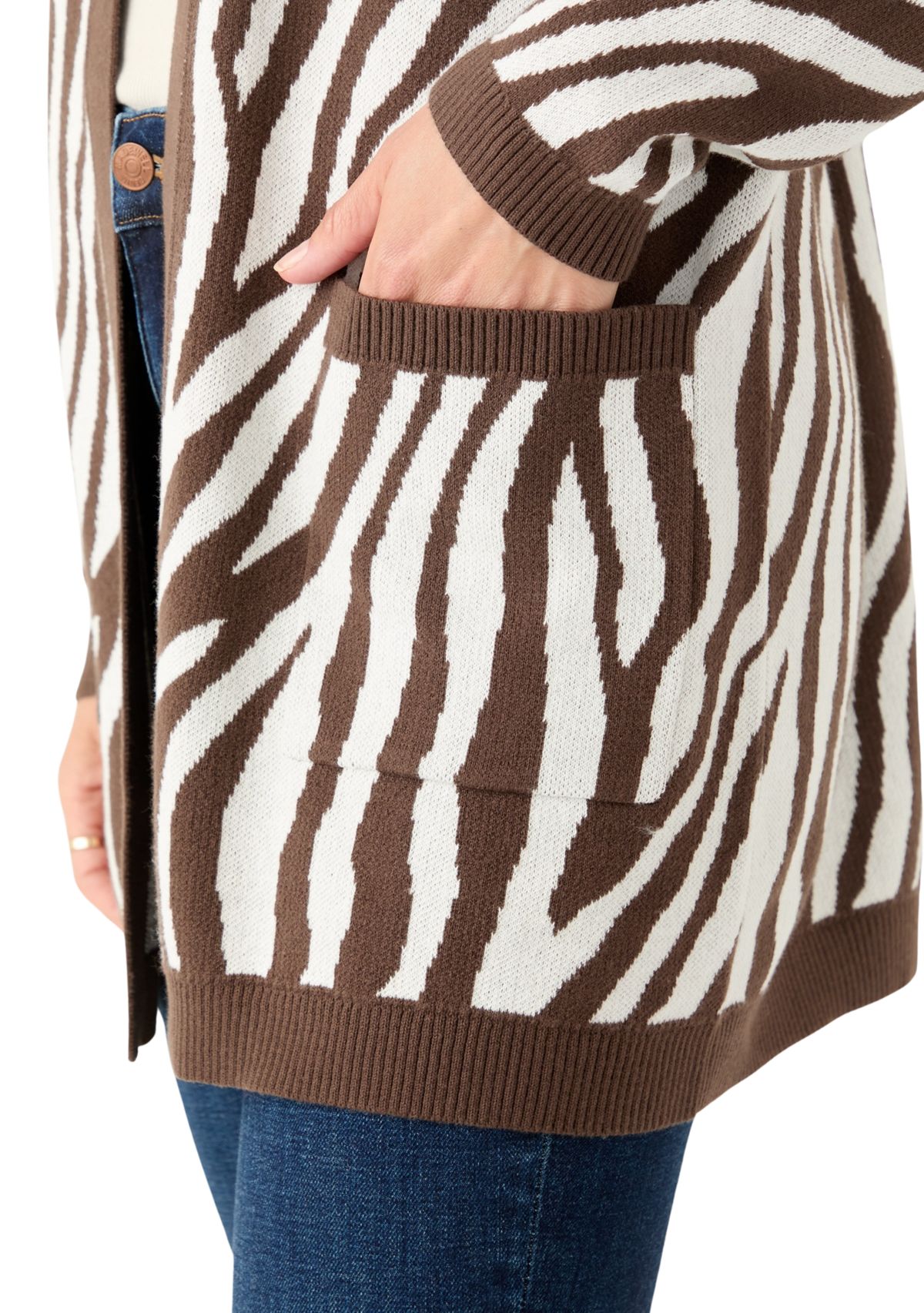 Womens Long Sleeve Jacquard Cardigan