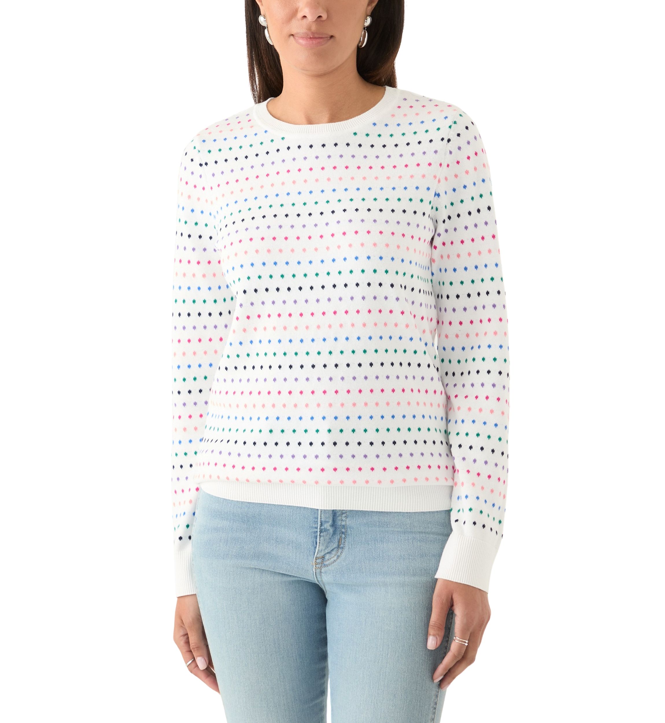 Womens Crew Neck Jacquard Printed Sweater