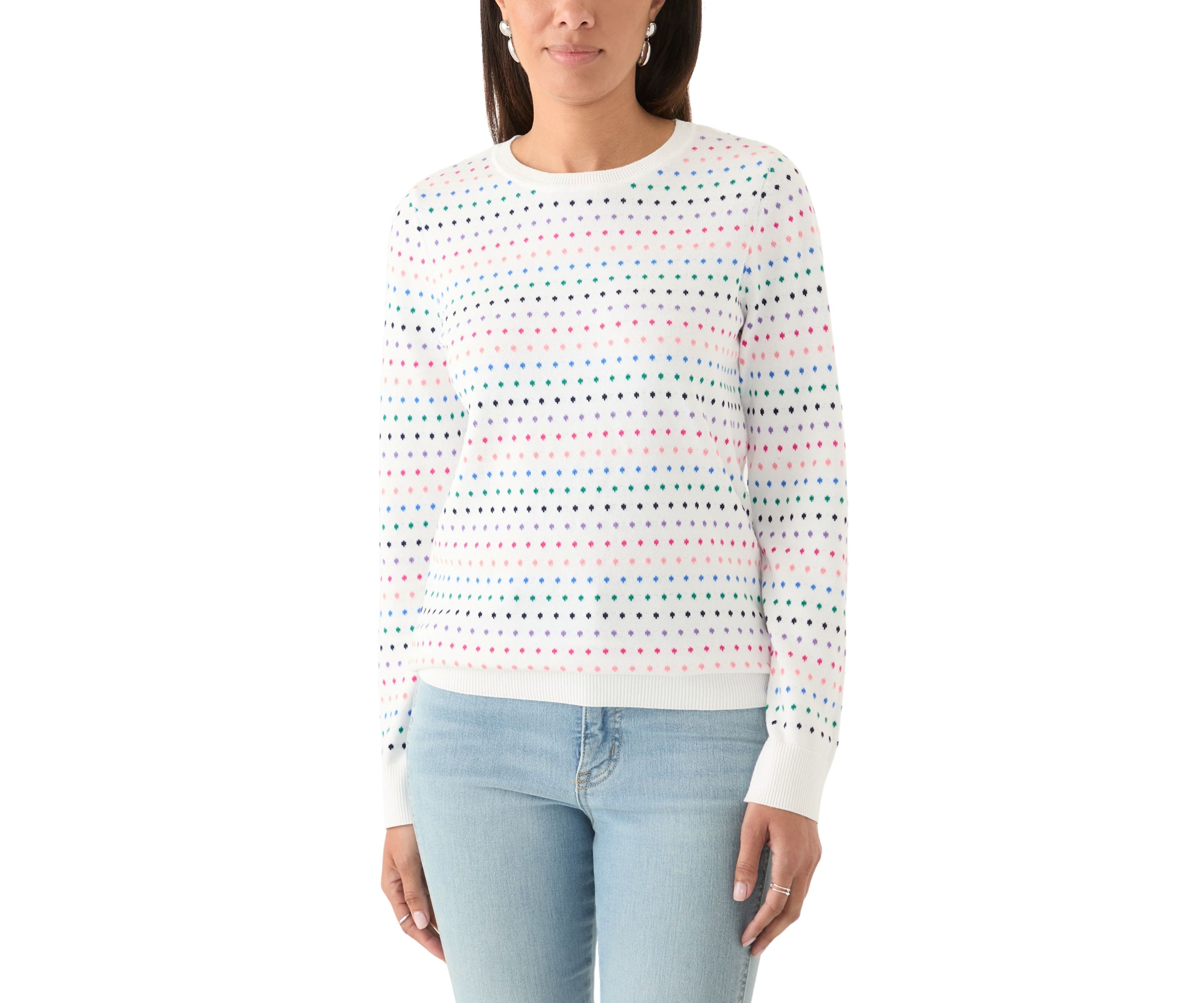 Womens Crew Neck Jacquard Printed Sweater