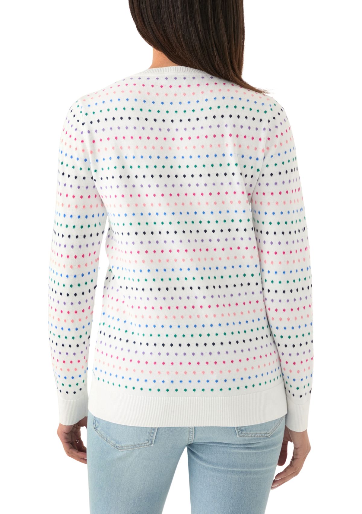 Womens Crew Neck Jacquard Printed Sweater