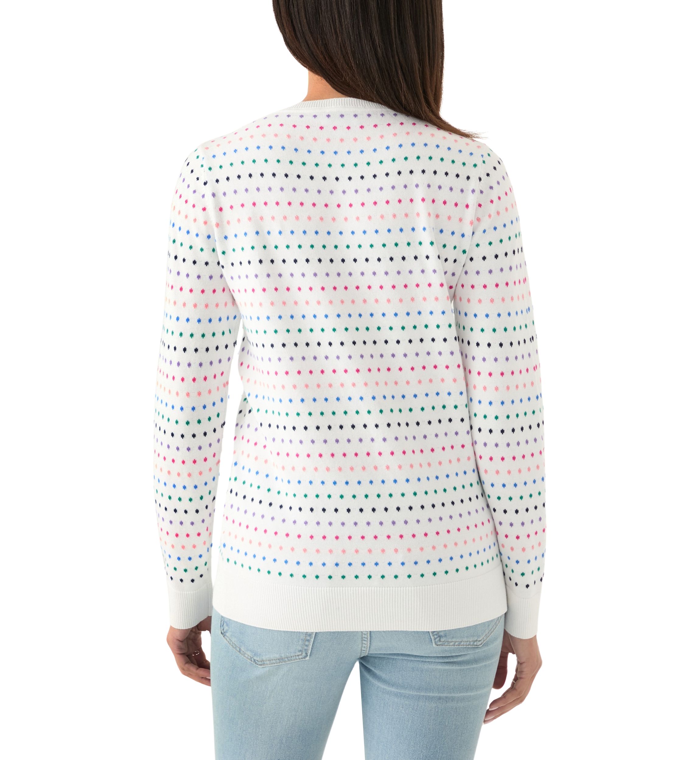 Womens Crew Neck Jacquard Printed Sweater