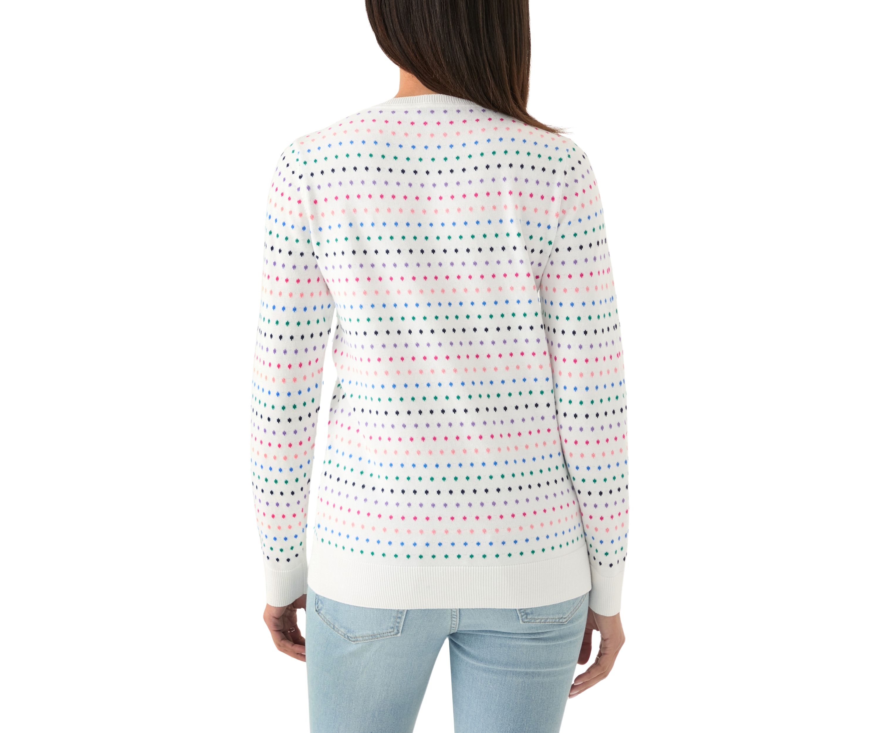 Womens Crew Neck Jacquard Printed Sweater