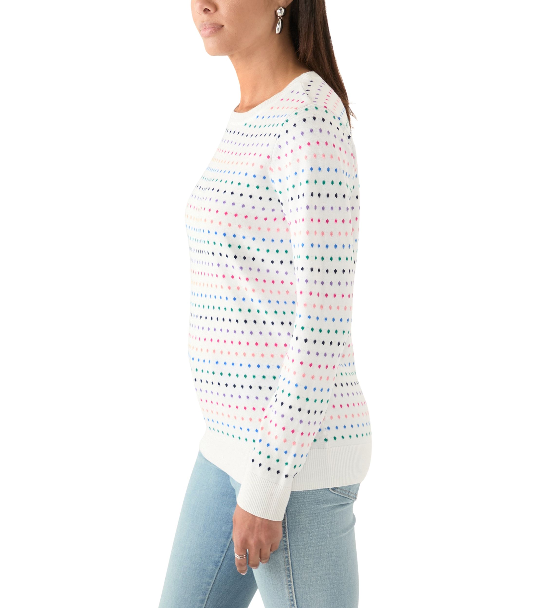Womens Crew Neck Jacquard Printed Sweater