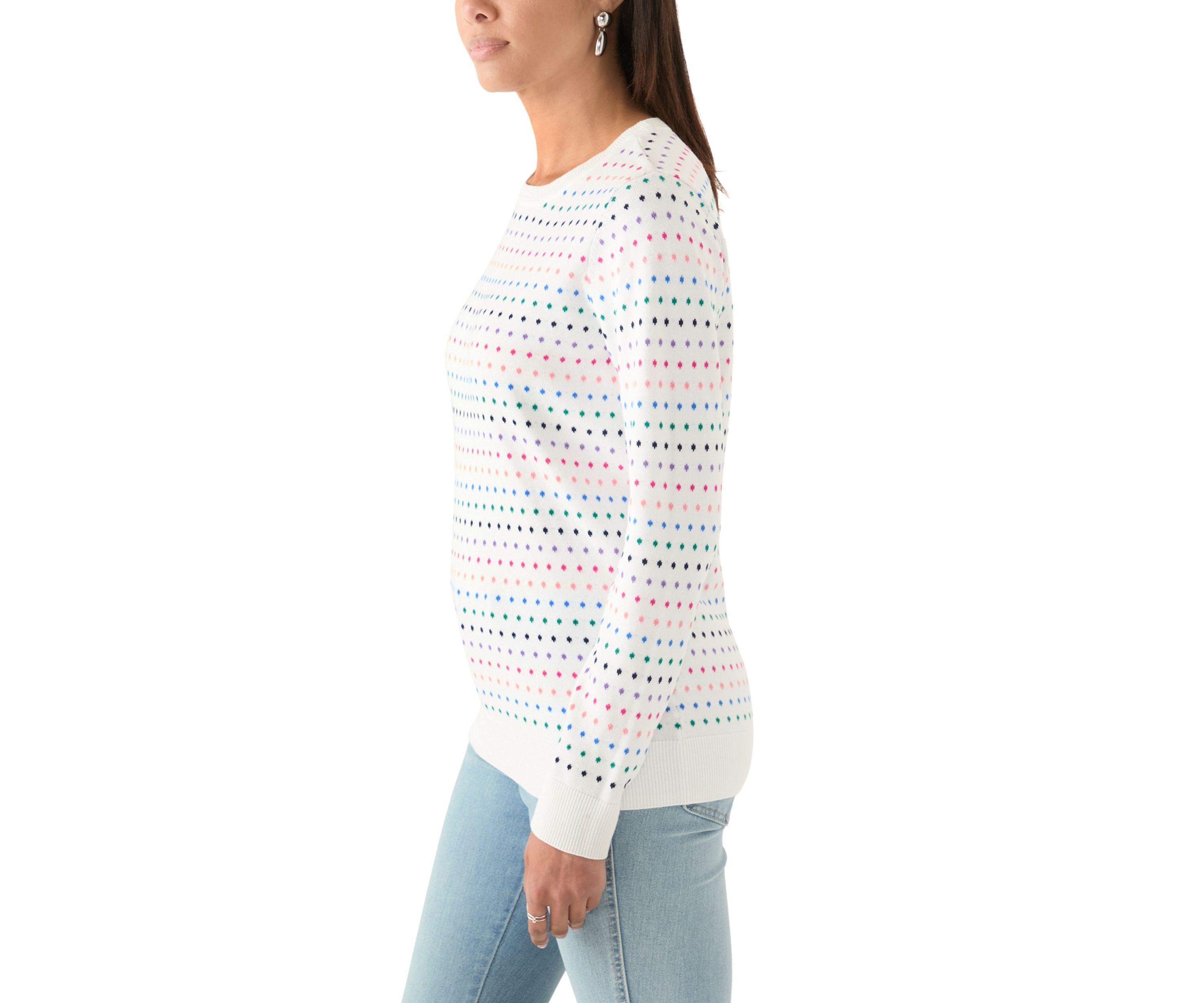 Womens Crew Neck Jacquard Printed Sweater