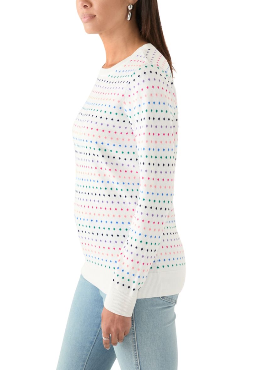 Womens Crew Neck Jacquard Printed Sweater