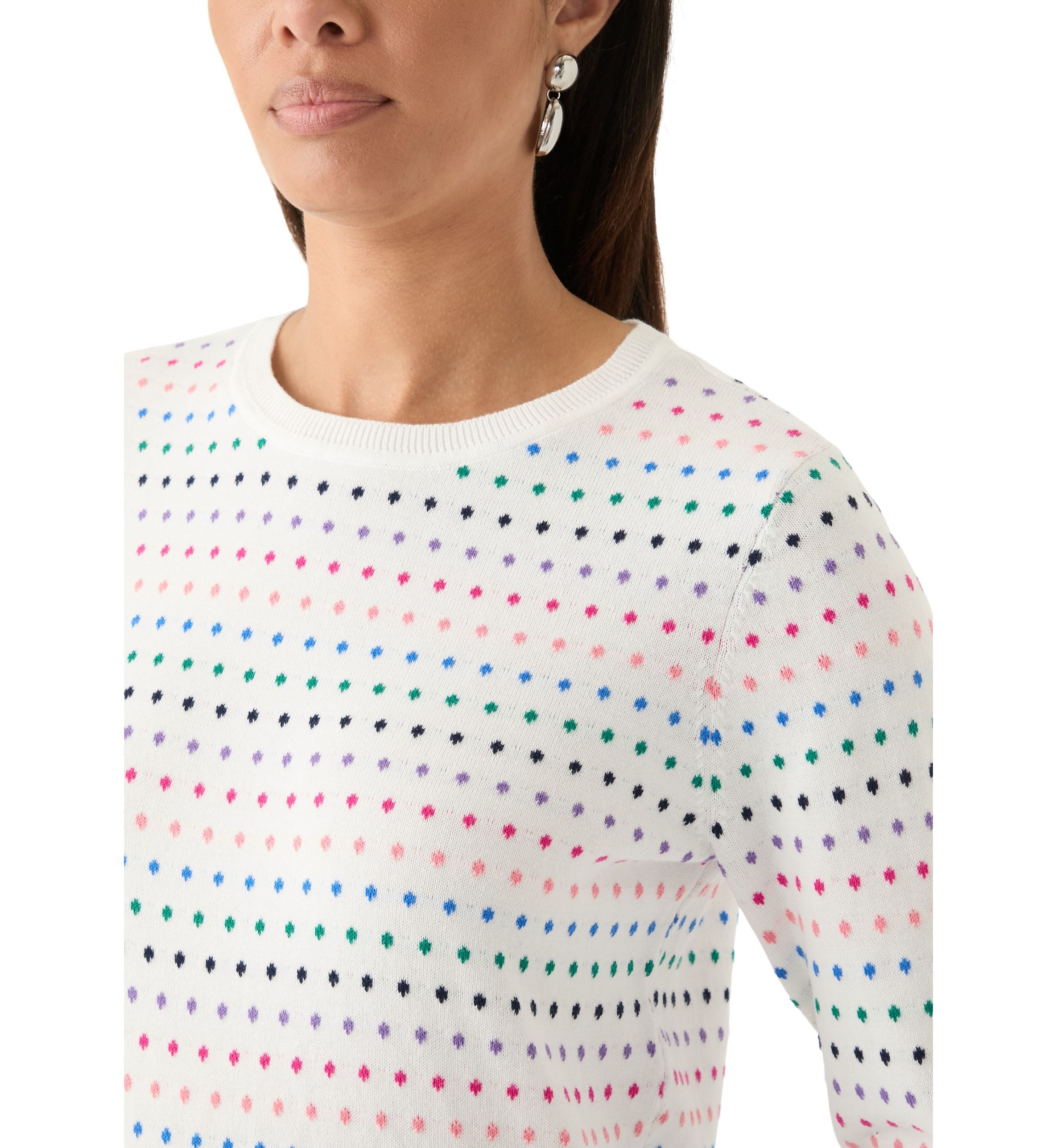 Womens Crew Neck Jacquard Printed Sweater