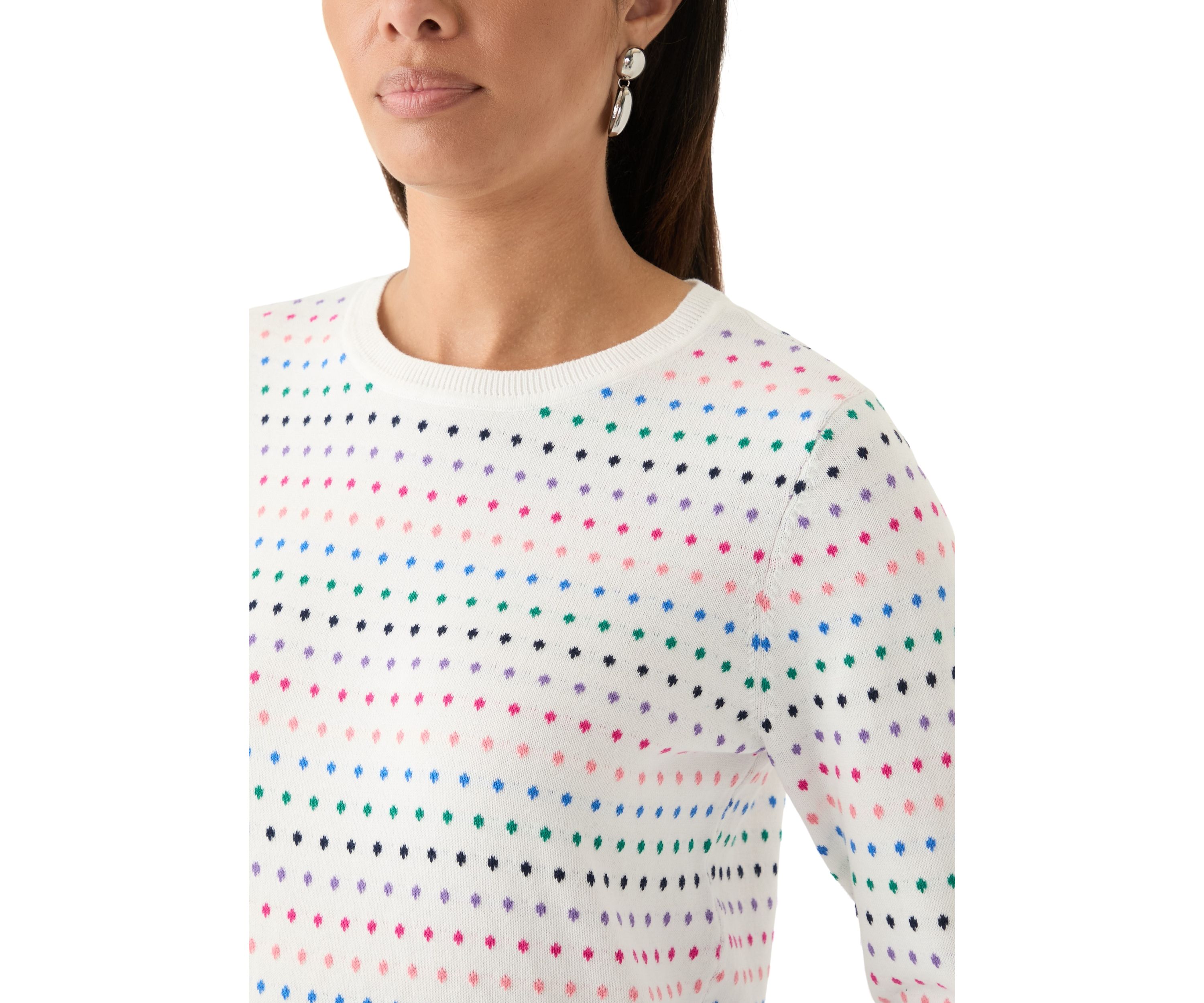 Womens Crew Neck Jacquard Printed Sweater