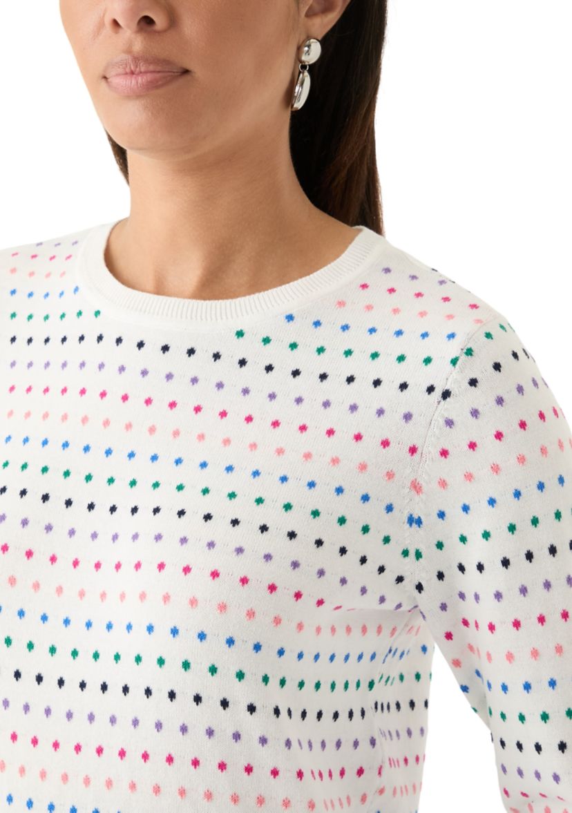 Womens Crew Neck Jacquard Printed Sweater