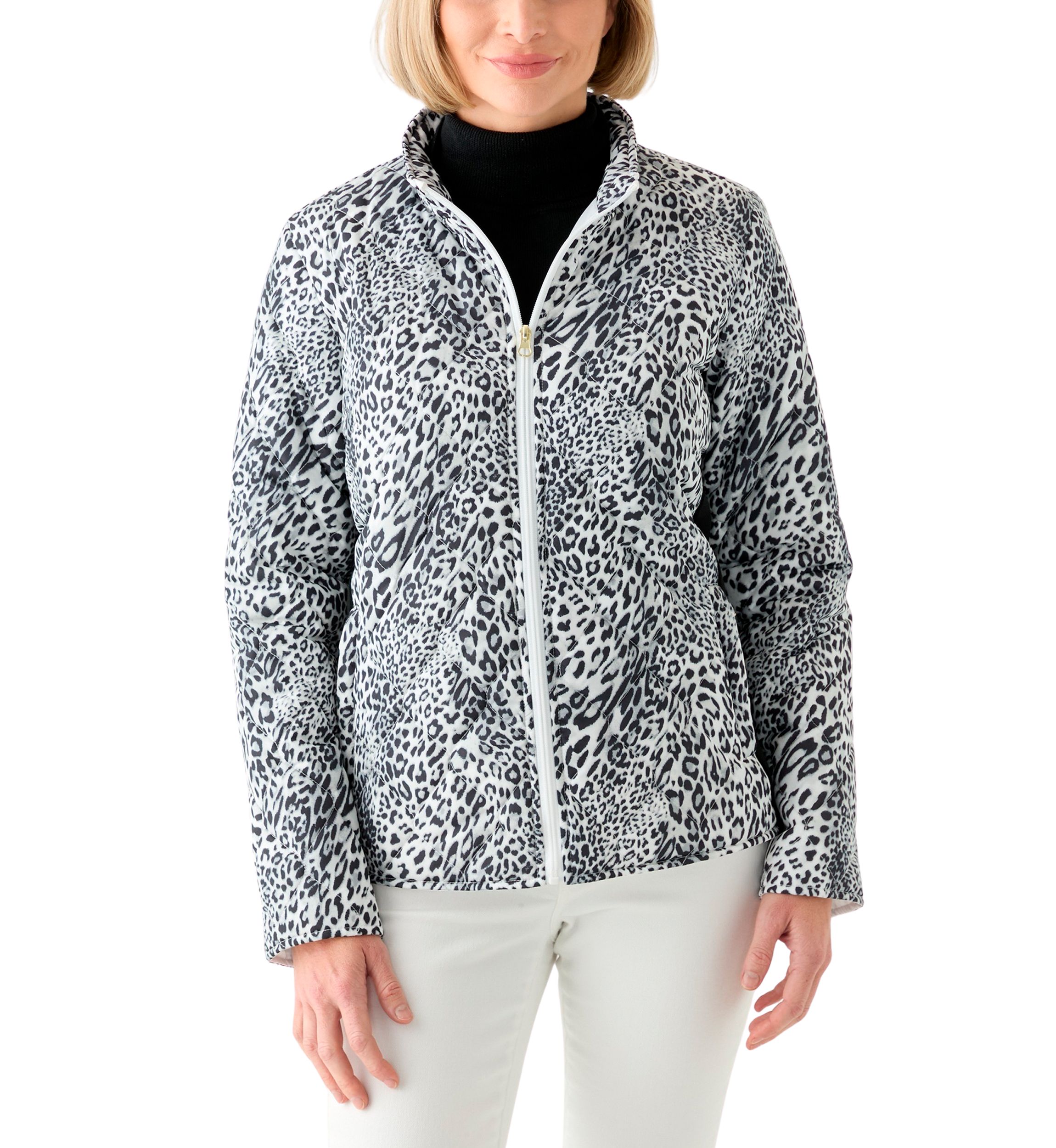 Womens Side Rib Puff Printed Jacket