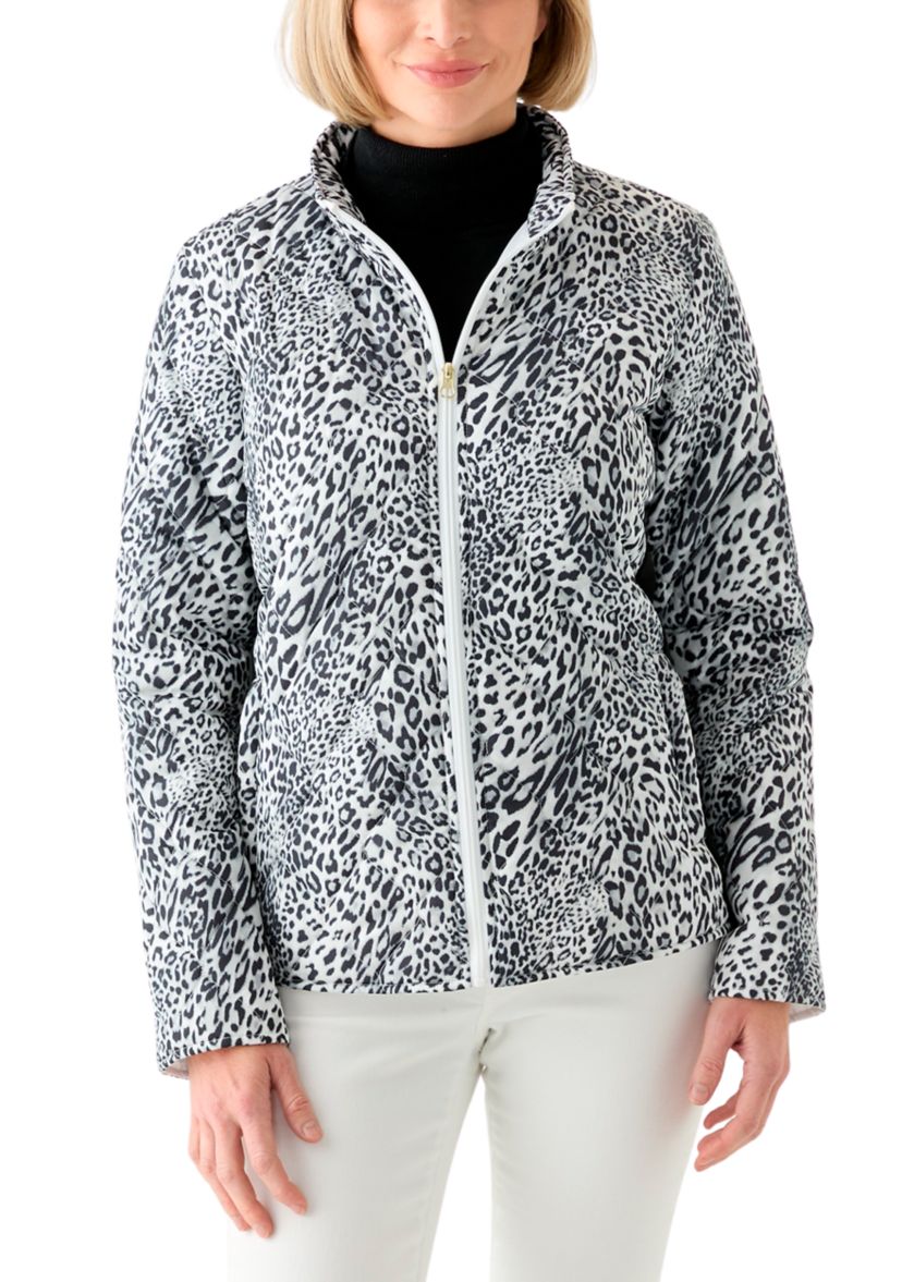 Womens Side Rib Puff Printed Jacket