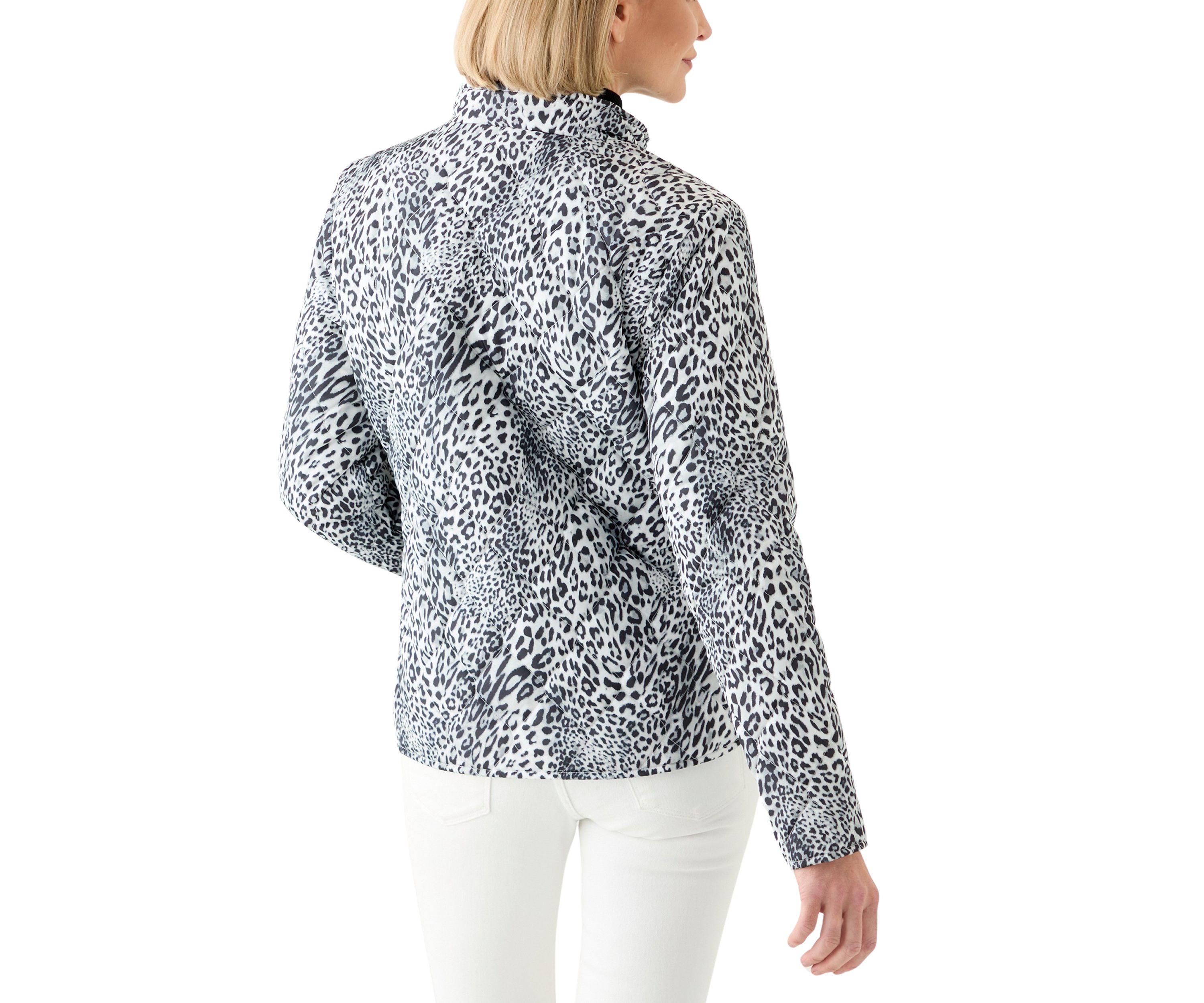 Womens Side Rib Puff Printed Jacket