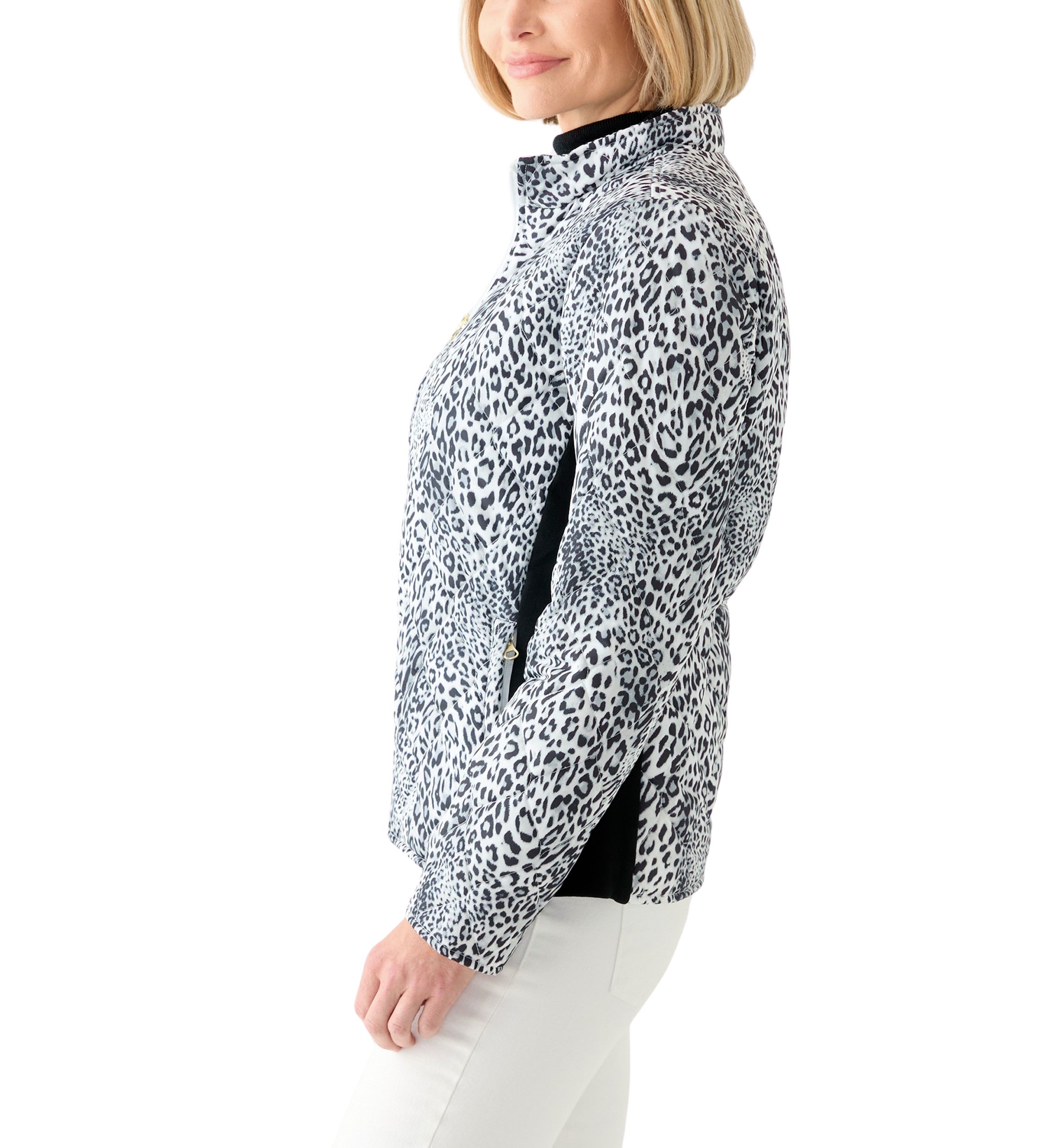 Womens Side Rib Puff Printed Jacket