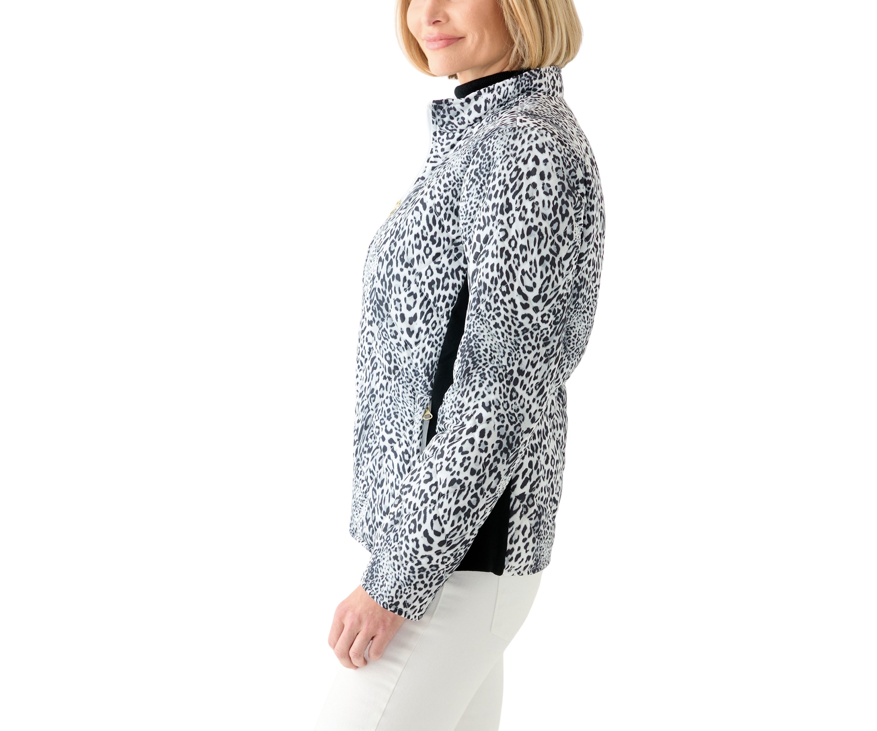 Womens Side Rib Puff Printed Jacket