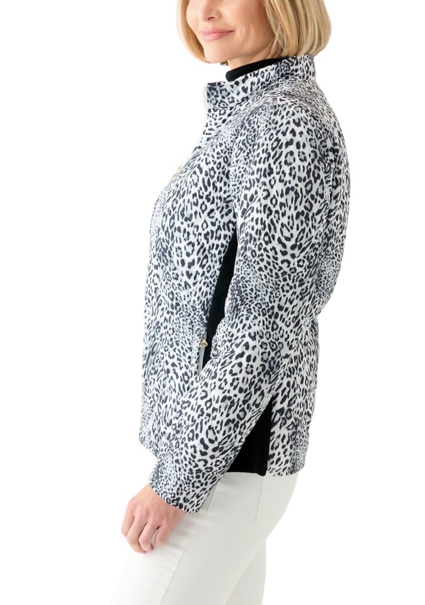 Womens Side Rib Puff Printed Jacket