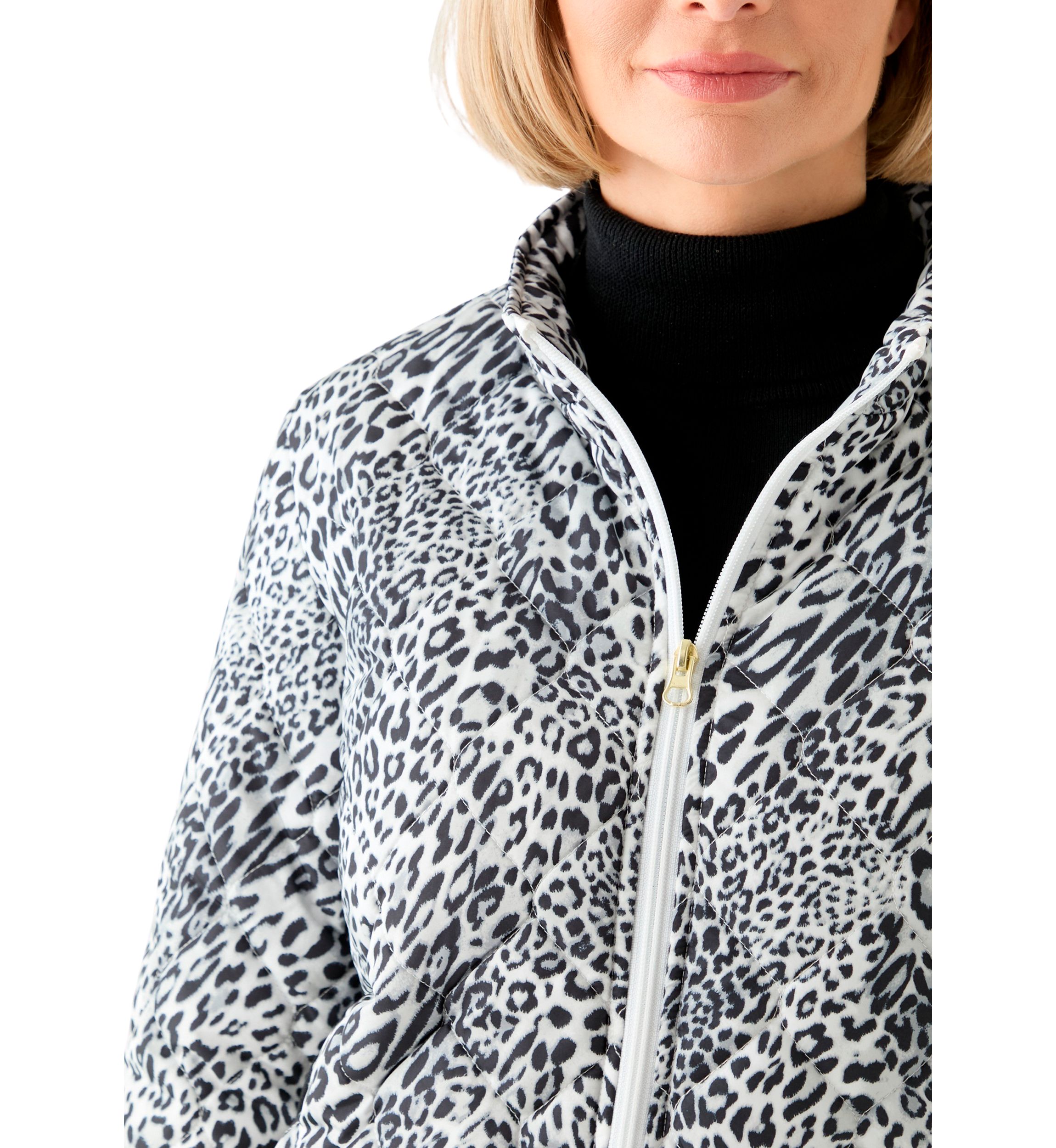 Womens Side Rib Puff Printed Jacket