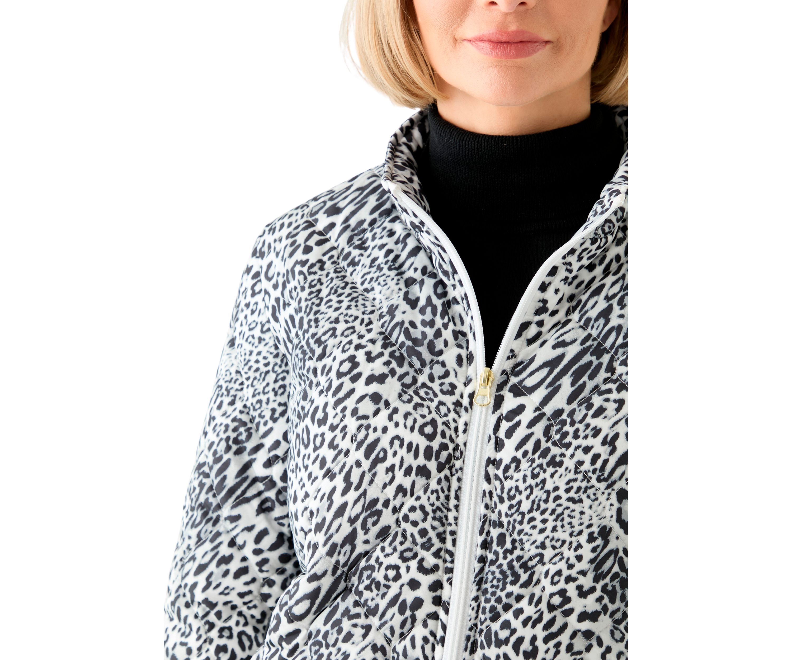 Womens Side Rib Puff Printed Jacket
