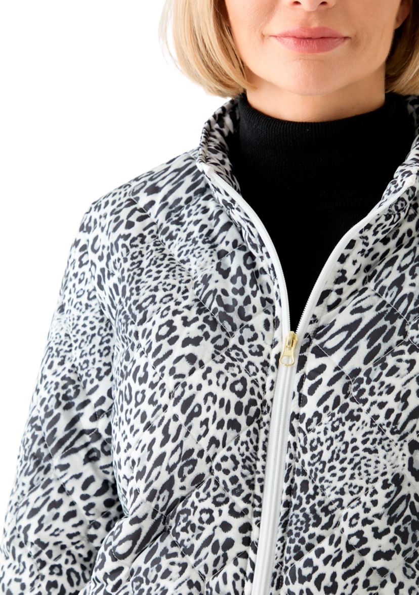 Womens Side Rib Puff Printed Jacket