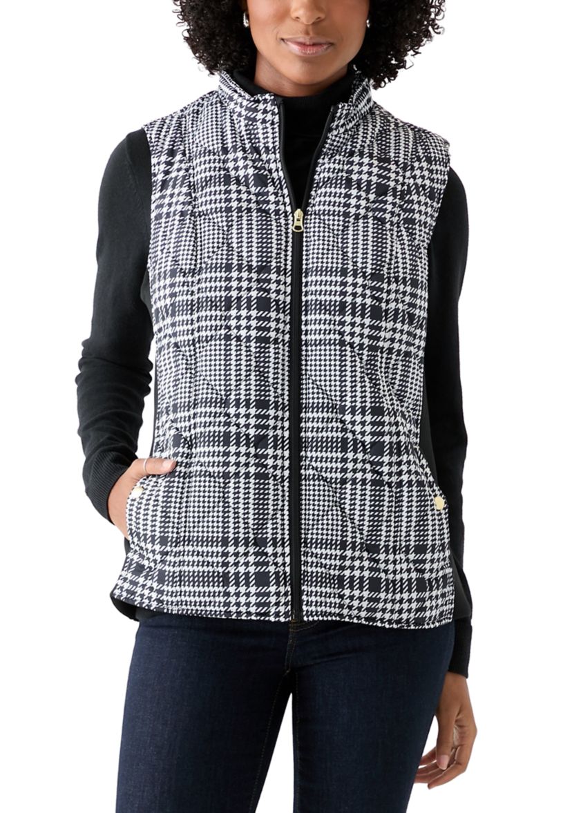 Womens Side Rib Plaid Print Vest