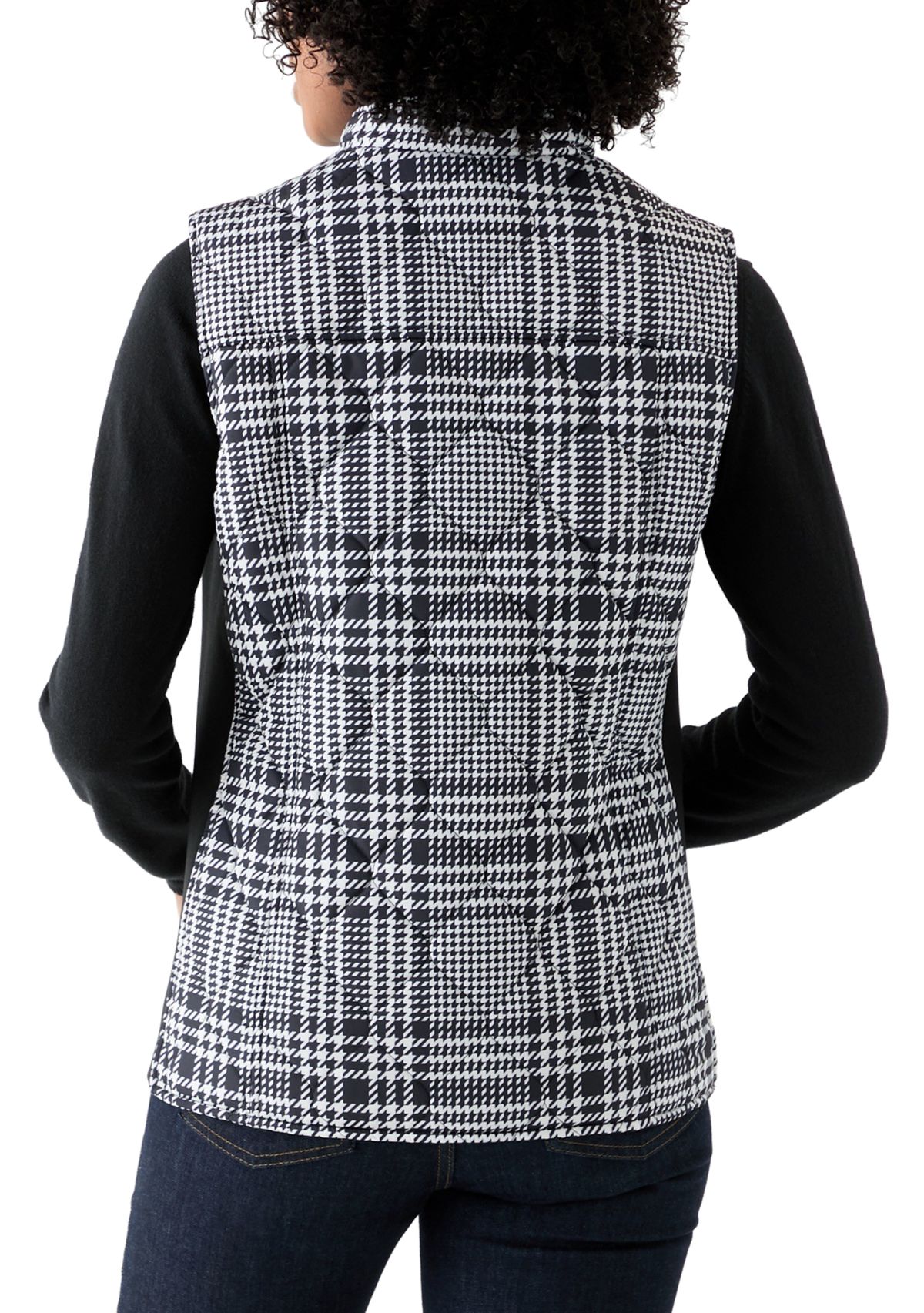 Womens Side Rib Plaid Print Vest