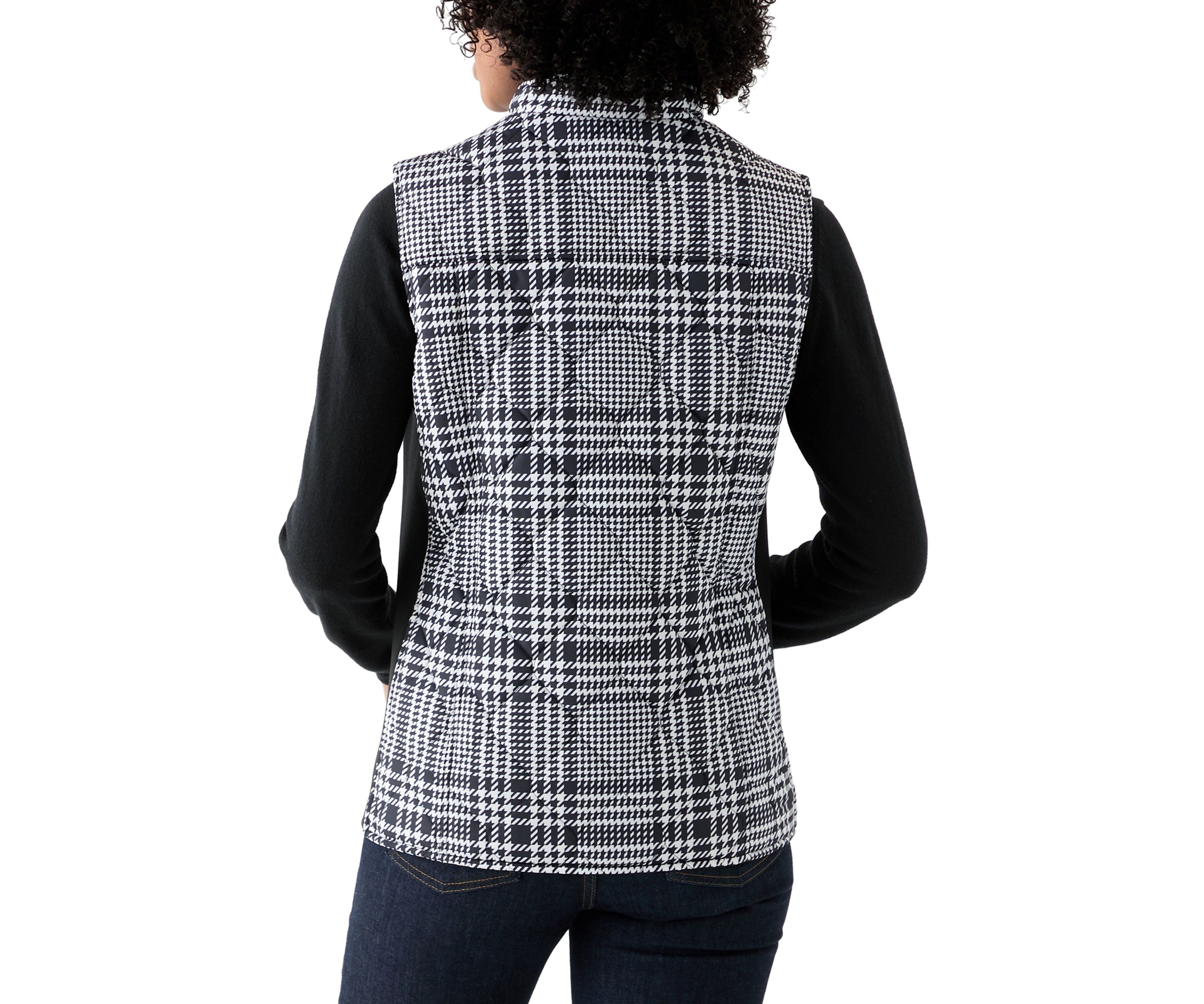 Womens Side Rib Plaid Print Vest