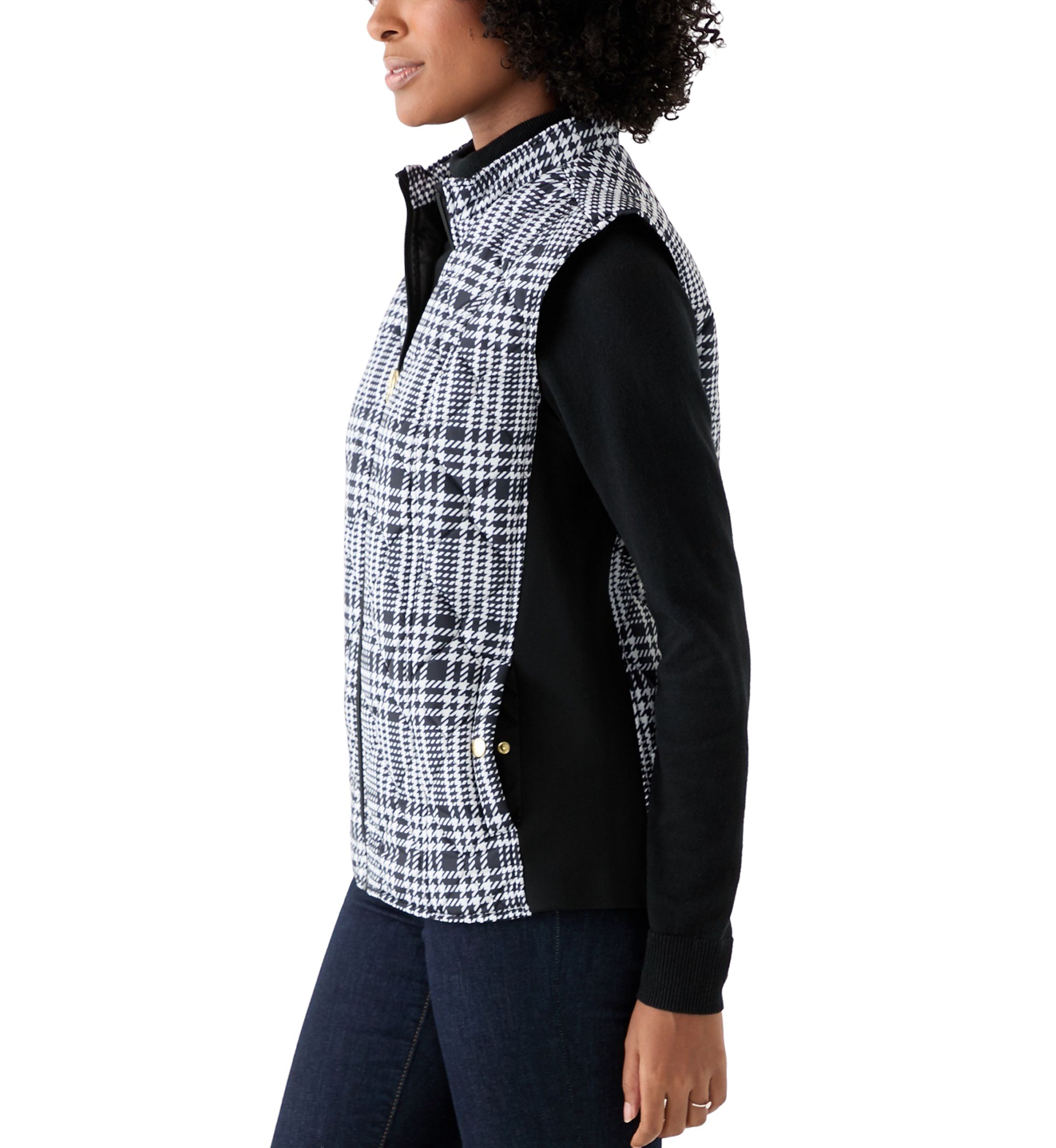Womens Side Rib Plaid Print Vest