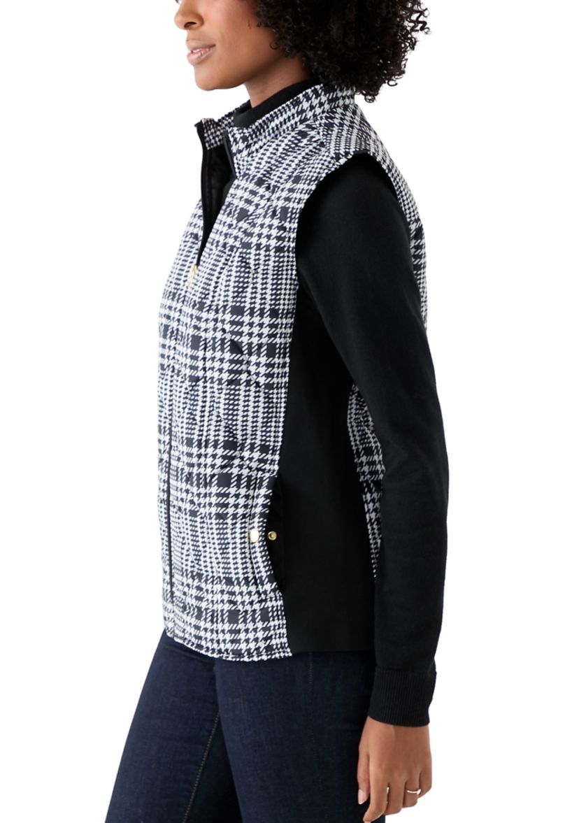 Womens Side Rib Plaid Print Vest