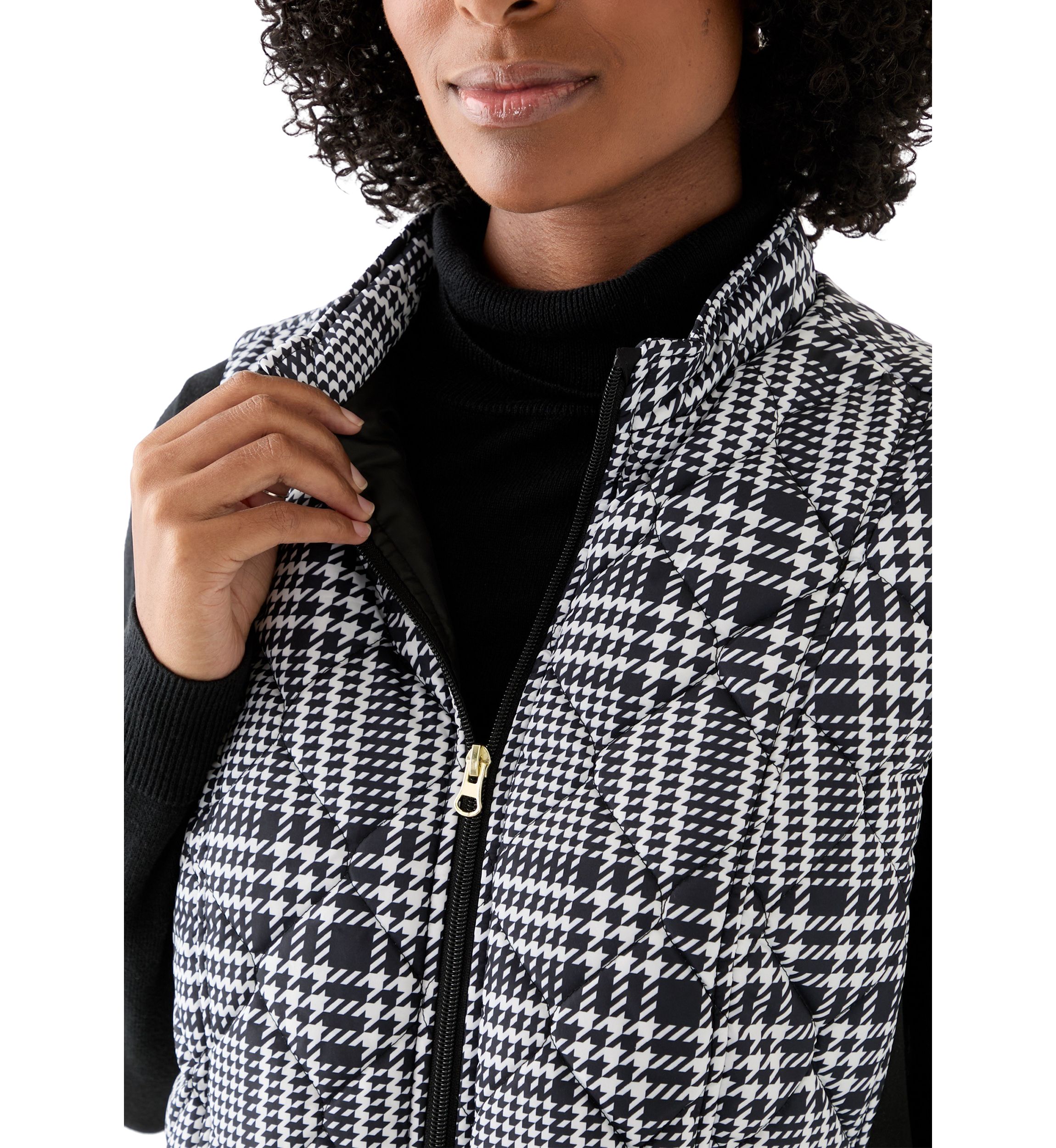 Womens Side Rib Plaid Print Vest