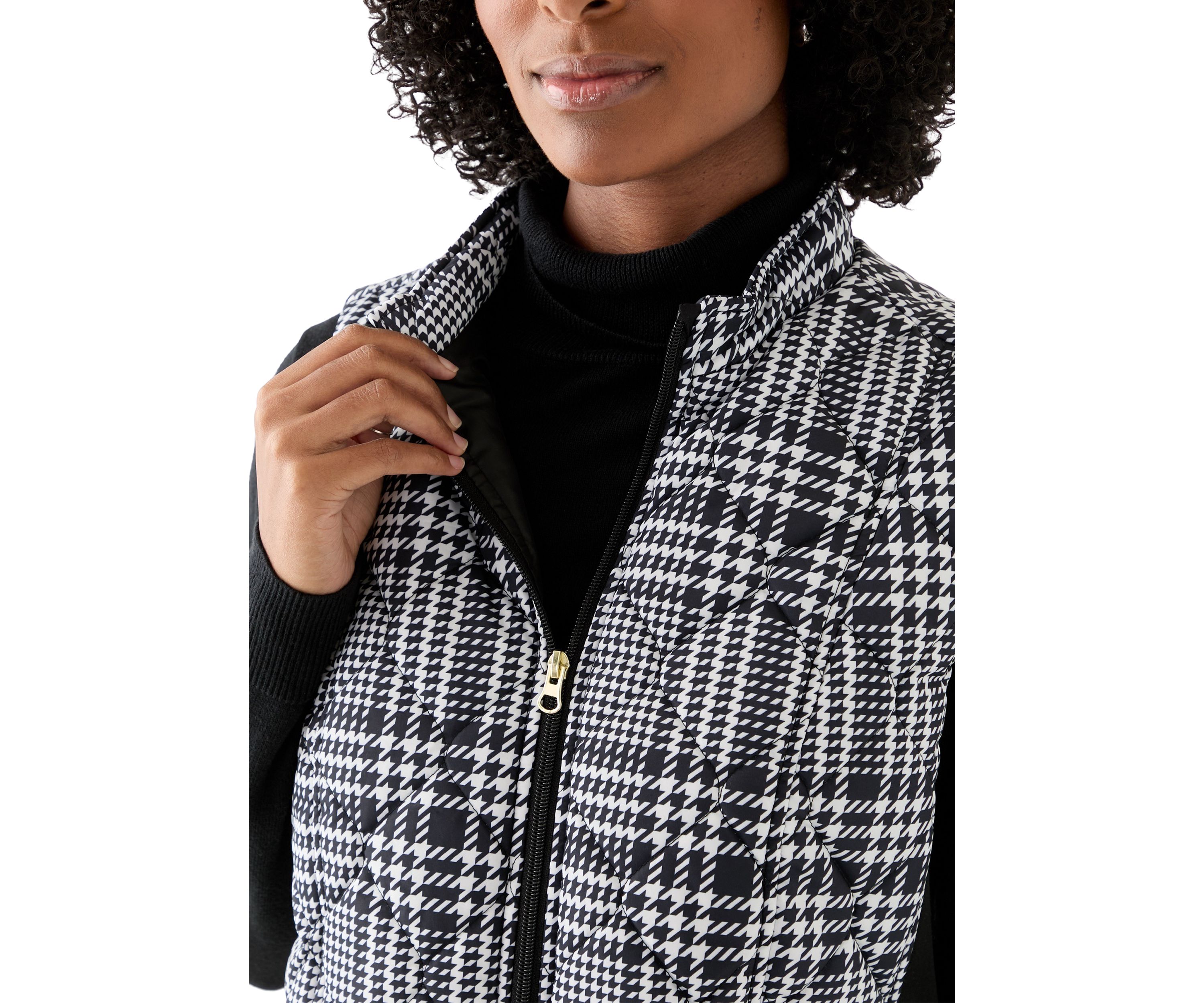 Womens Side Rib Plaid Print Vest
