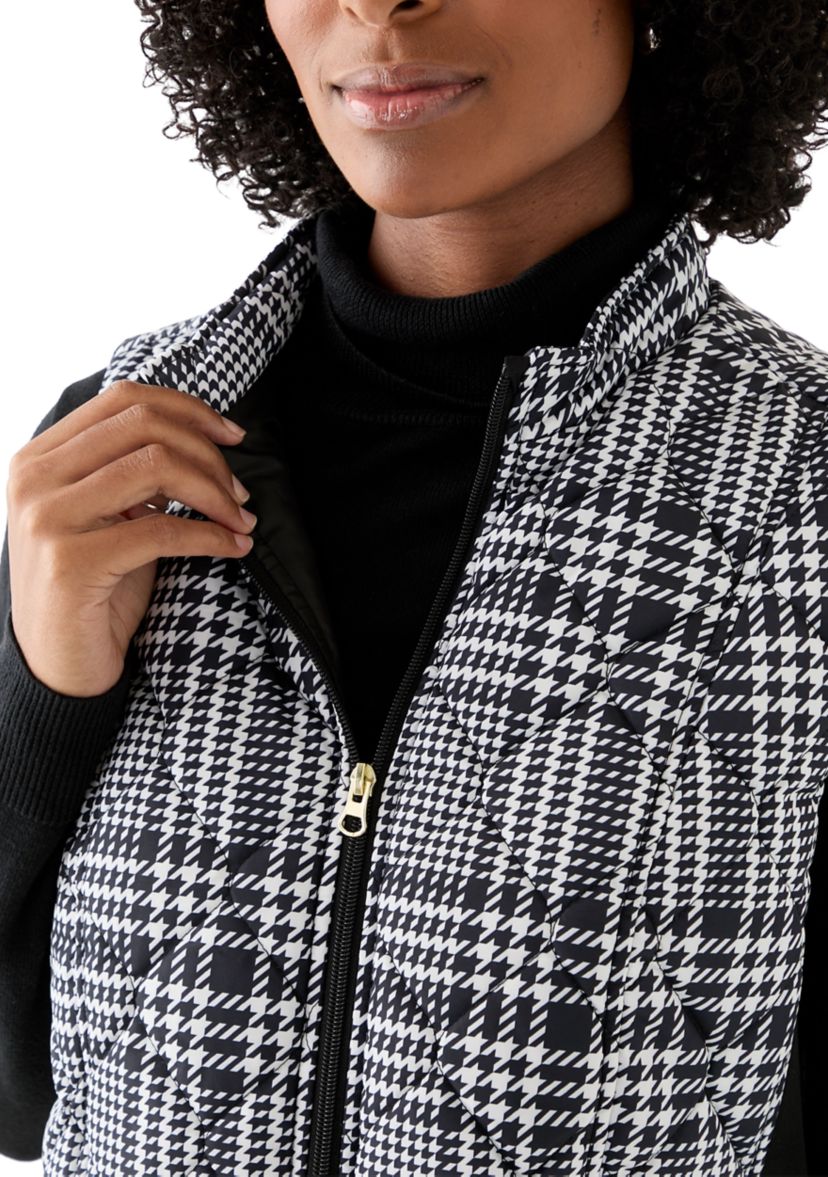 Womens Side Rib Plaid Print Vest