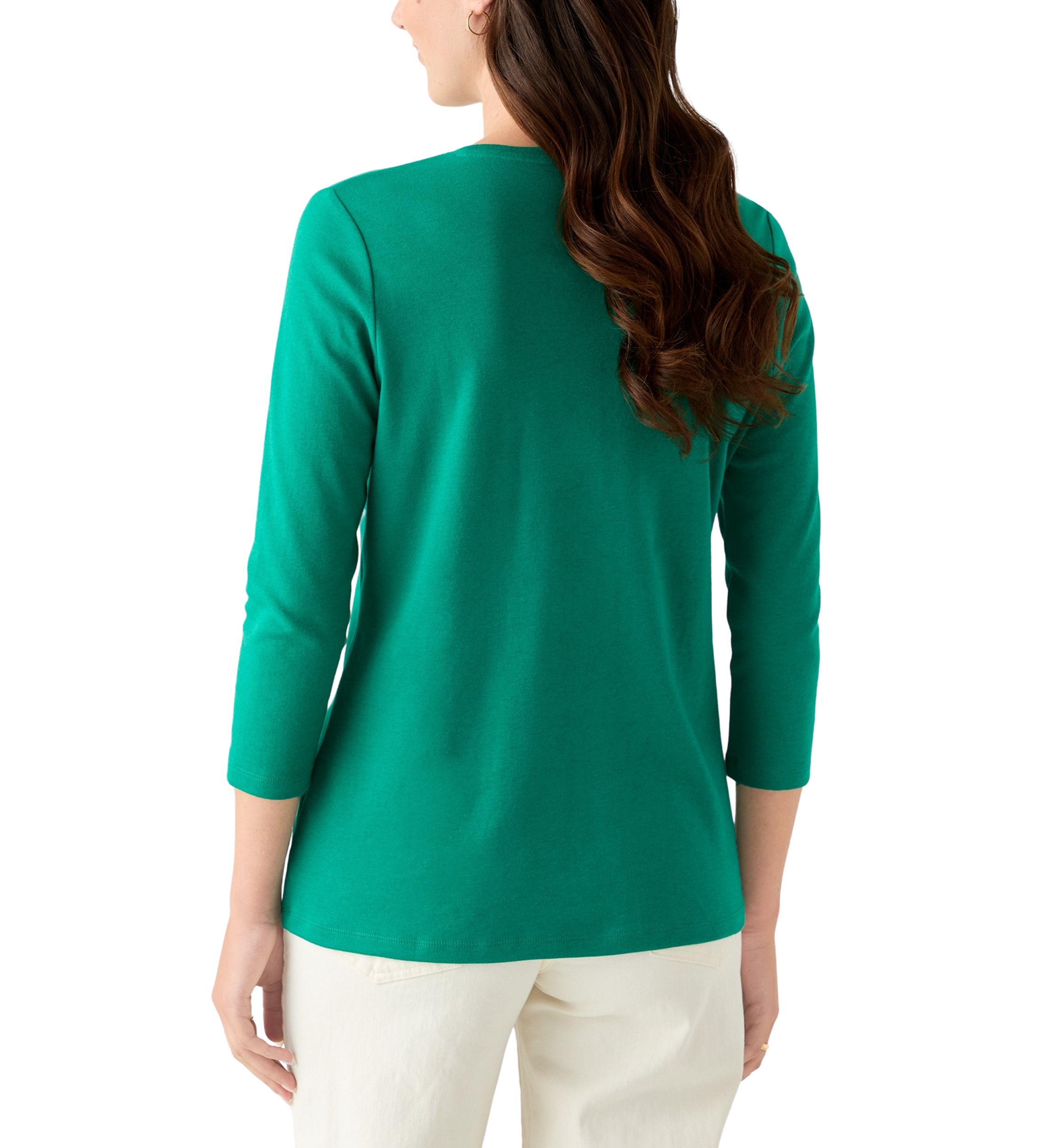 Womens 3/4 Sleeve Crew Neck Solid T-Shirt