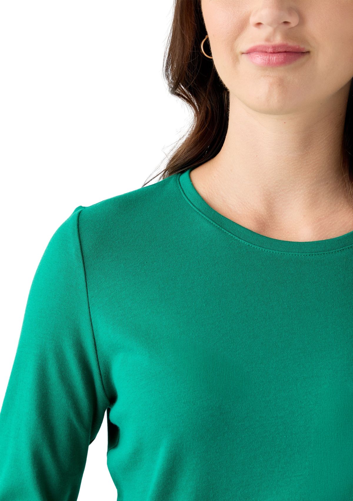 Womens 3/4 Sleeve Crew Neck Solid T-Shirt