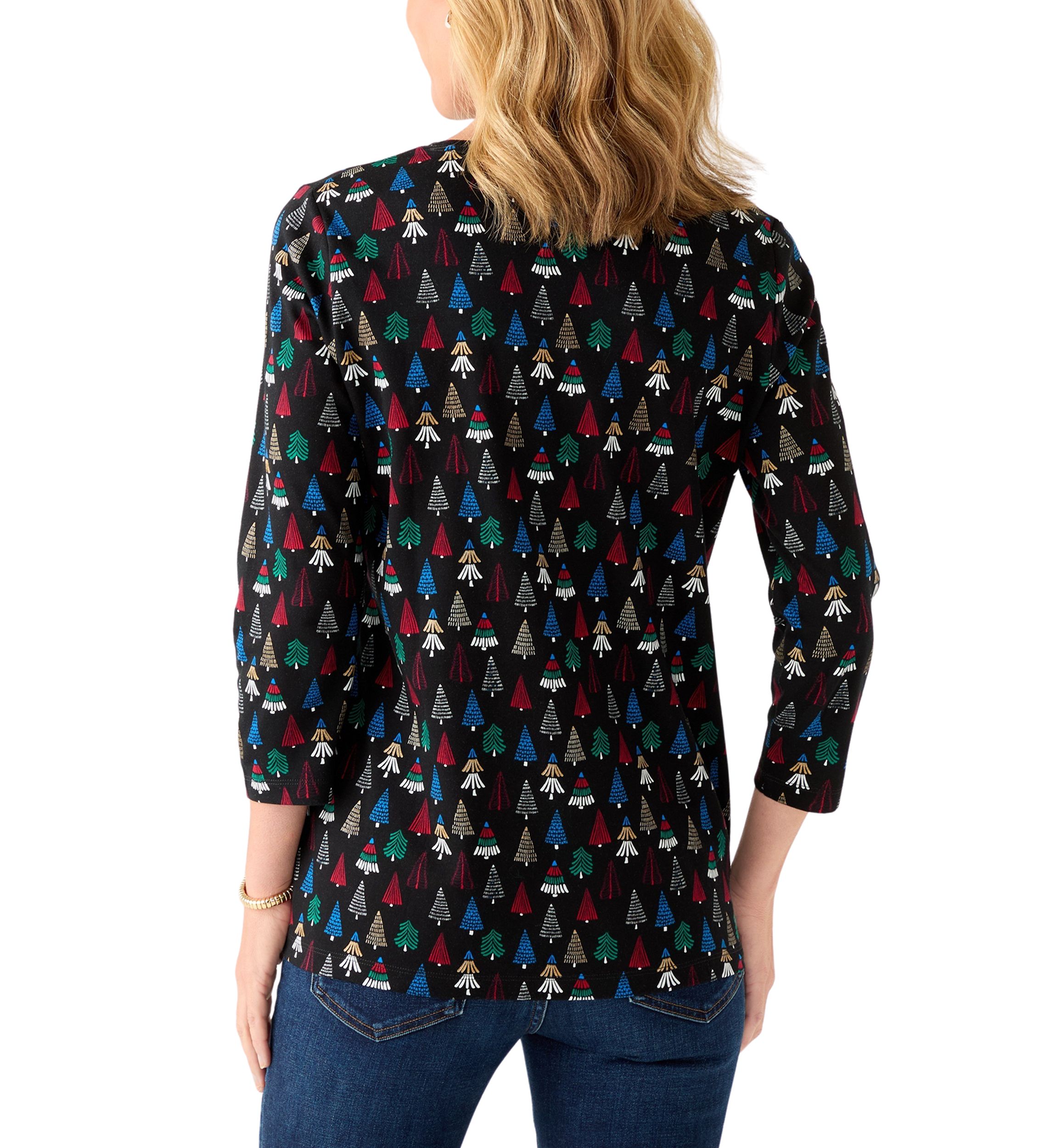 Womens 3/4 Sleeve Animal Print Top 