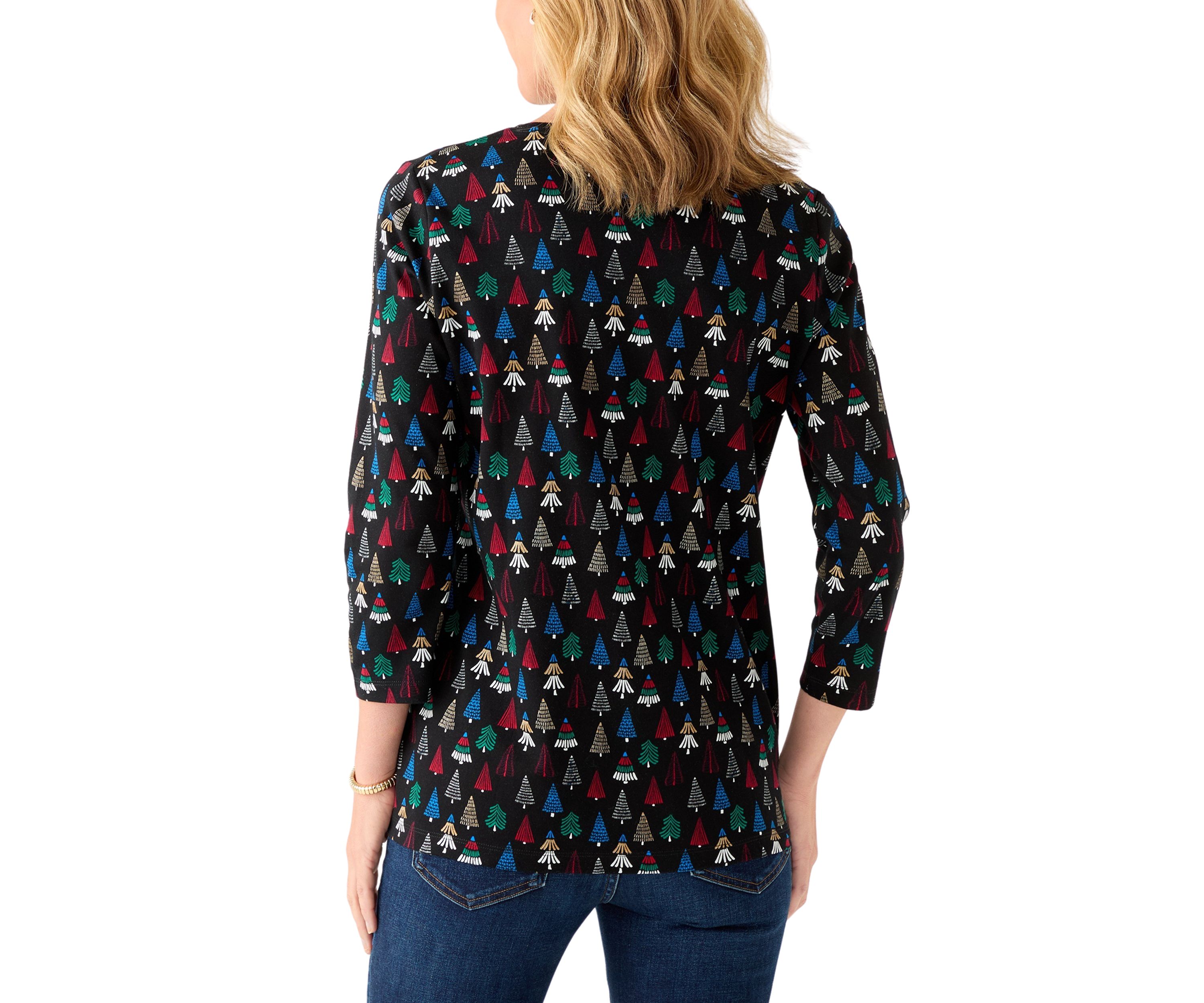 Womens 3/4 Sleeve Animal Print Top 