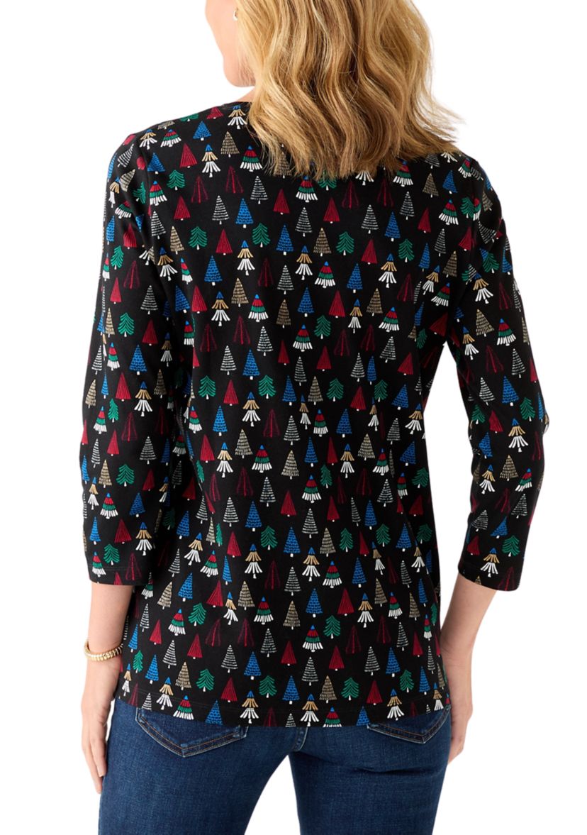 Womens 3/4 Sleeve Animal Print Top 