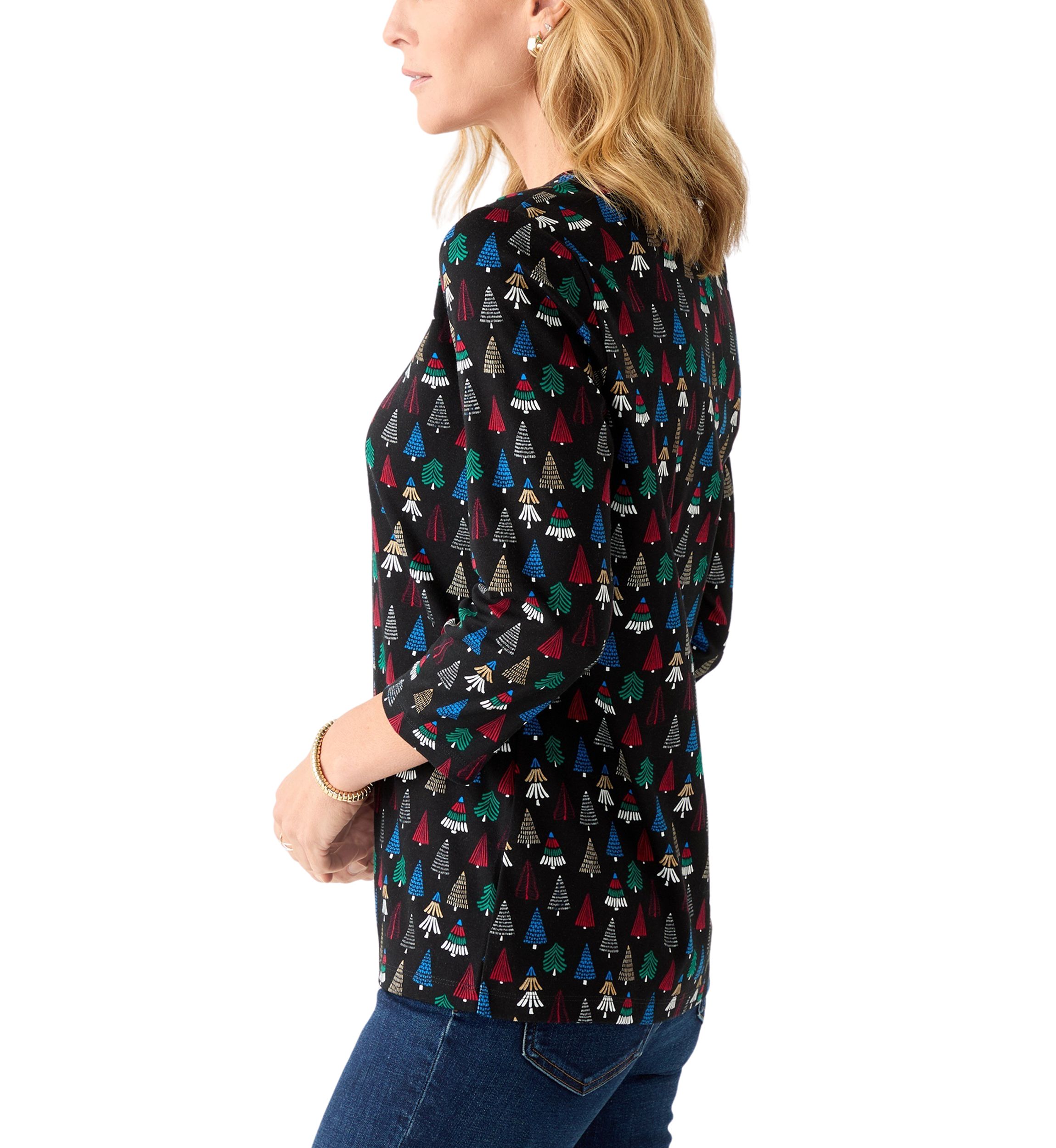 Womens 3/4 Sleeve Animal Print Top 
