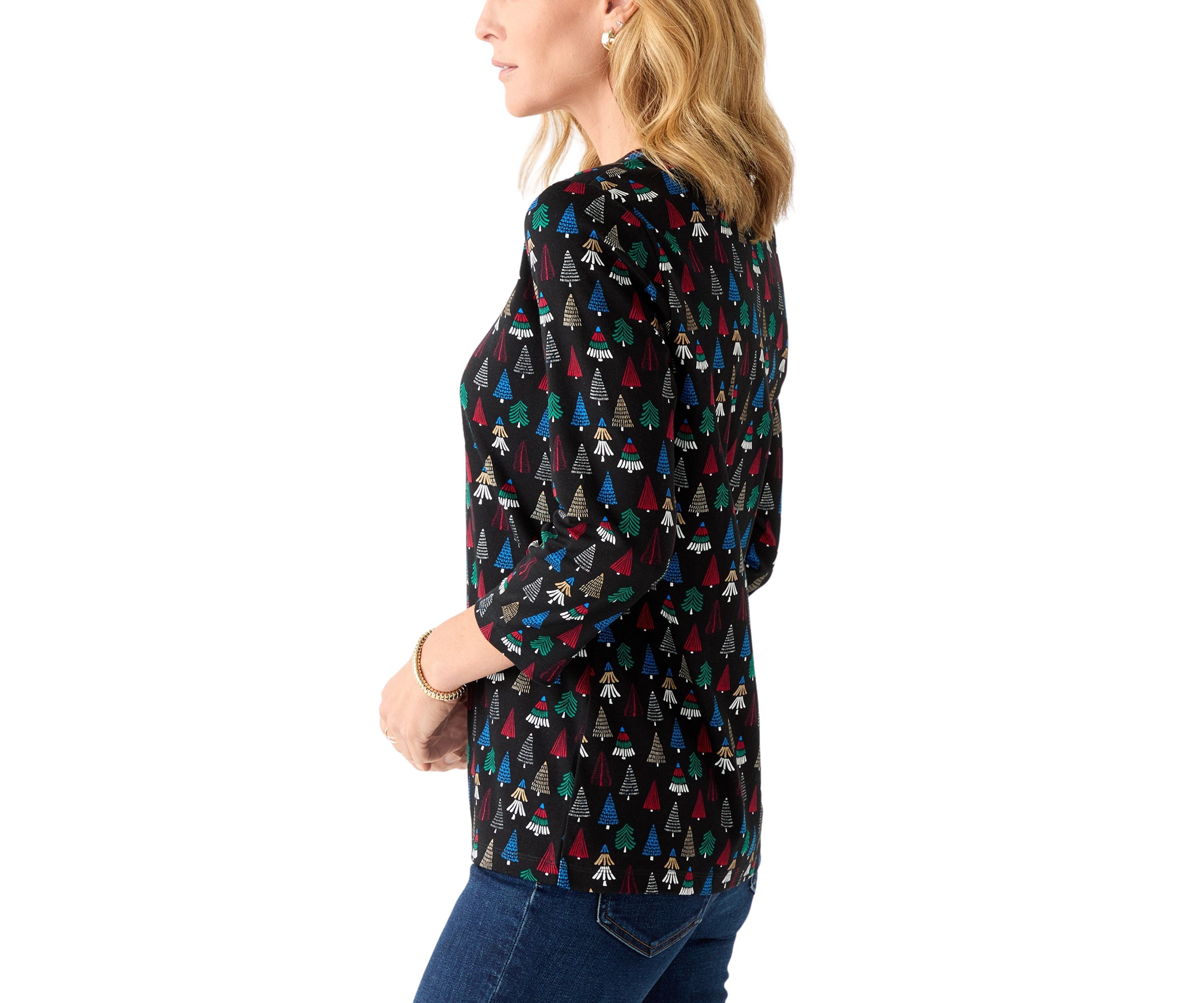 Womens 3/4 Sleeve Animal Print Top 