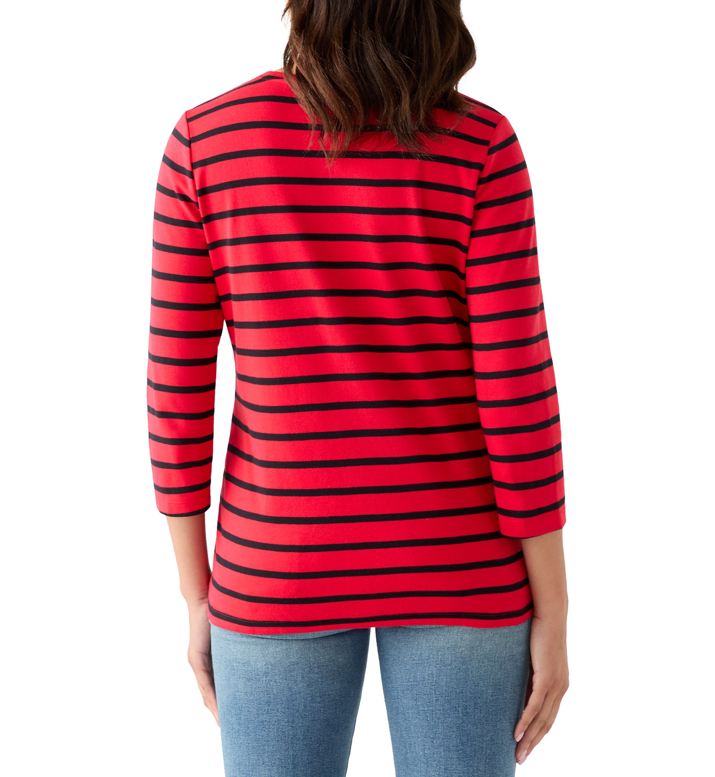Womens 3/4 Sleeve Stripe Top