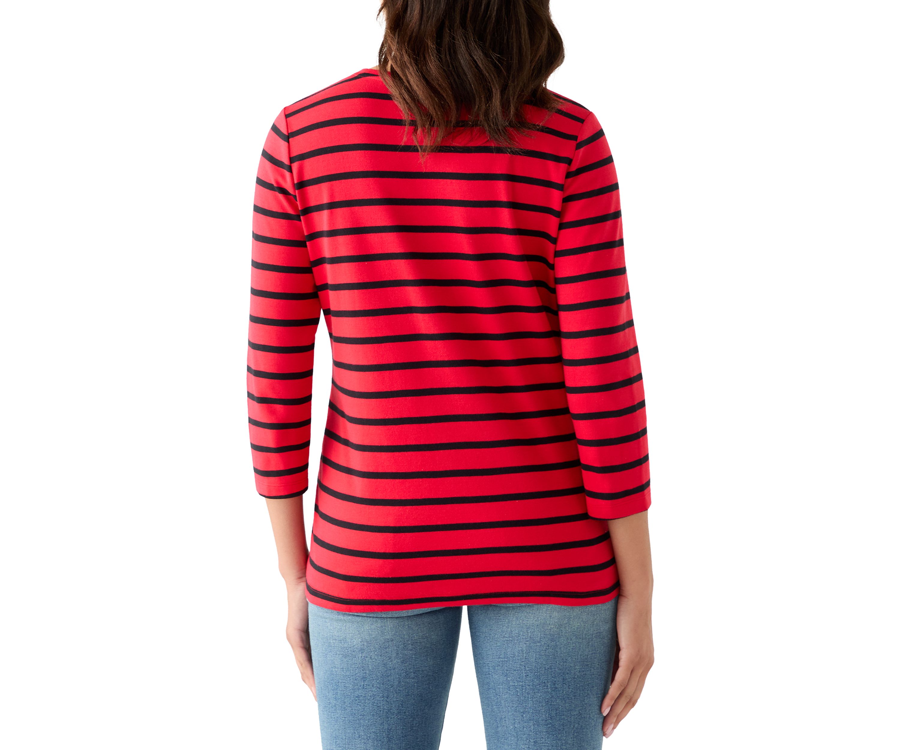 Womens 3/4 Sleeve Stripe Top