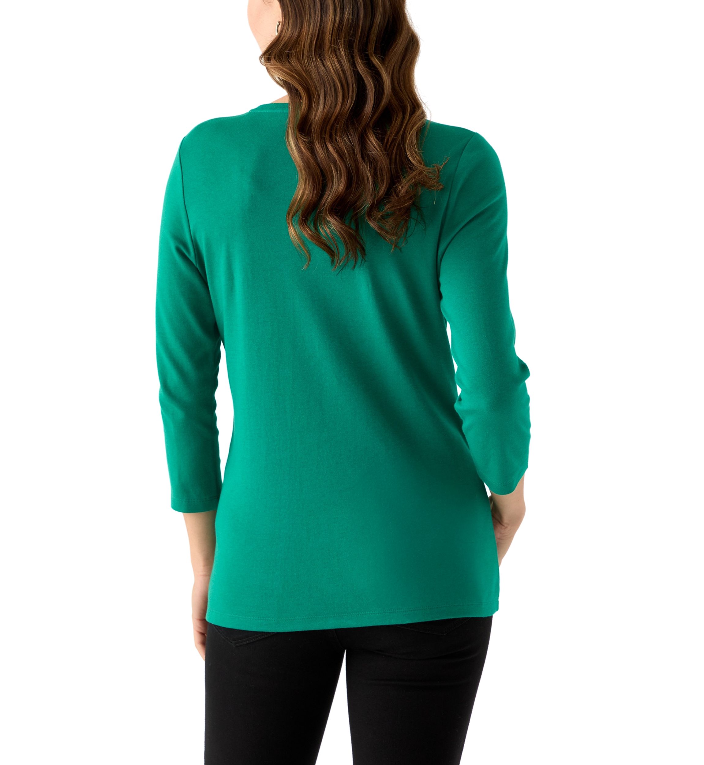 Womens 3/4 Sleeve Christmas Lights Graphic T-Shirt