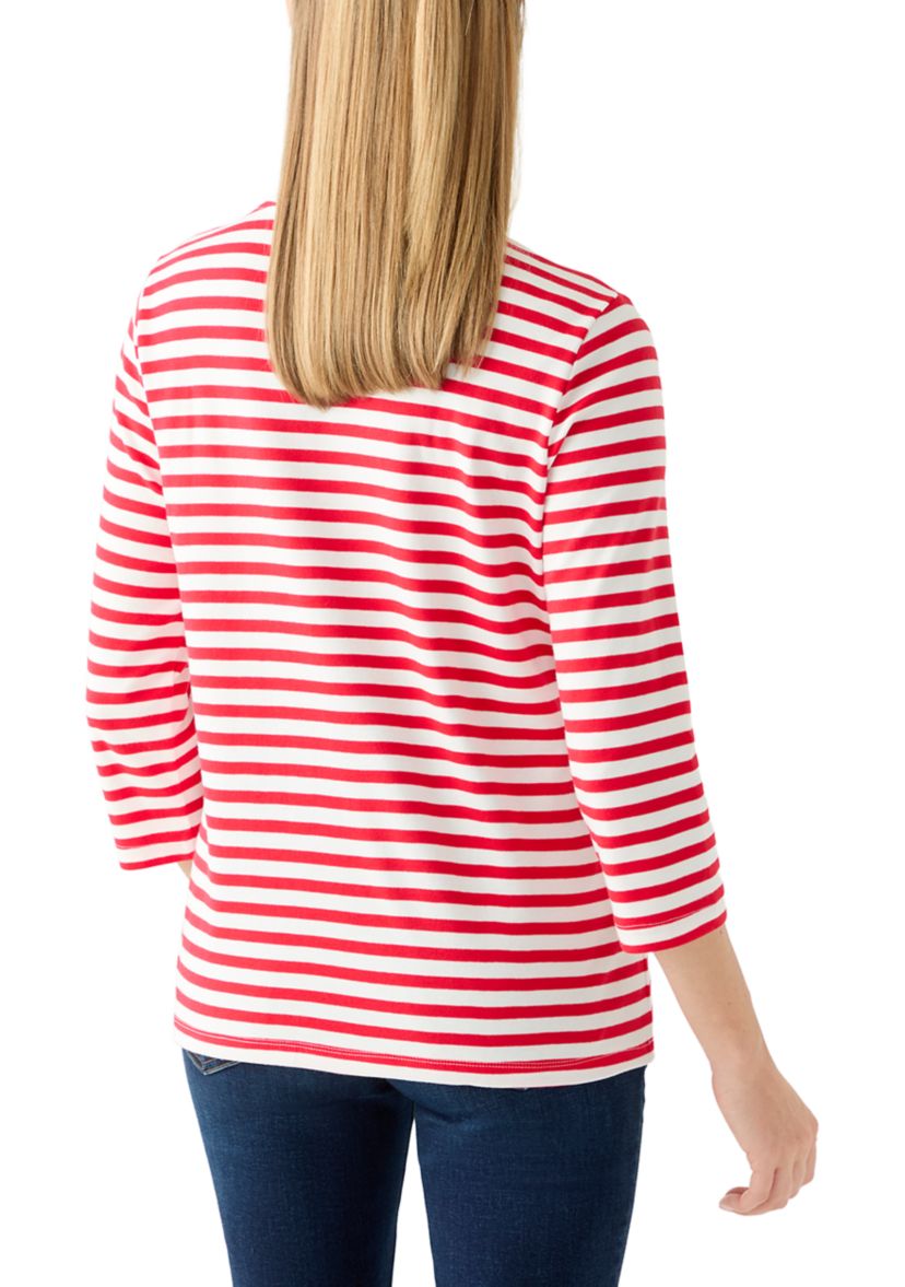 Womens 3/4 Sleeve Holiday Graphic T-Shirt